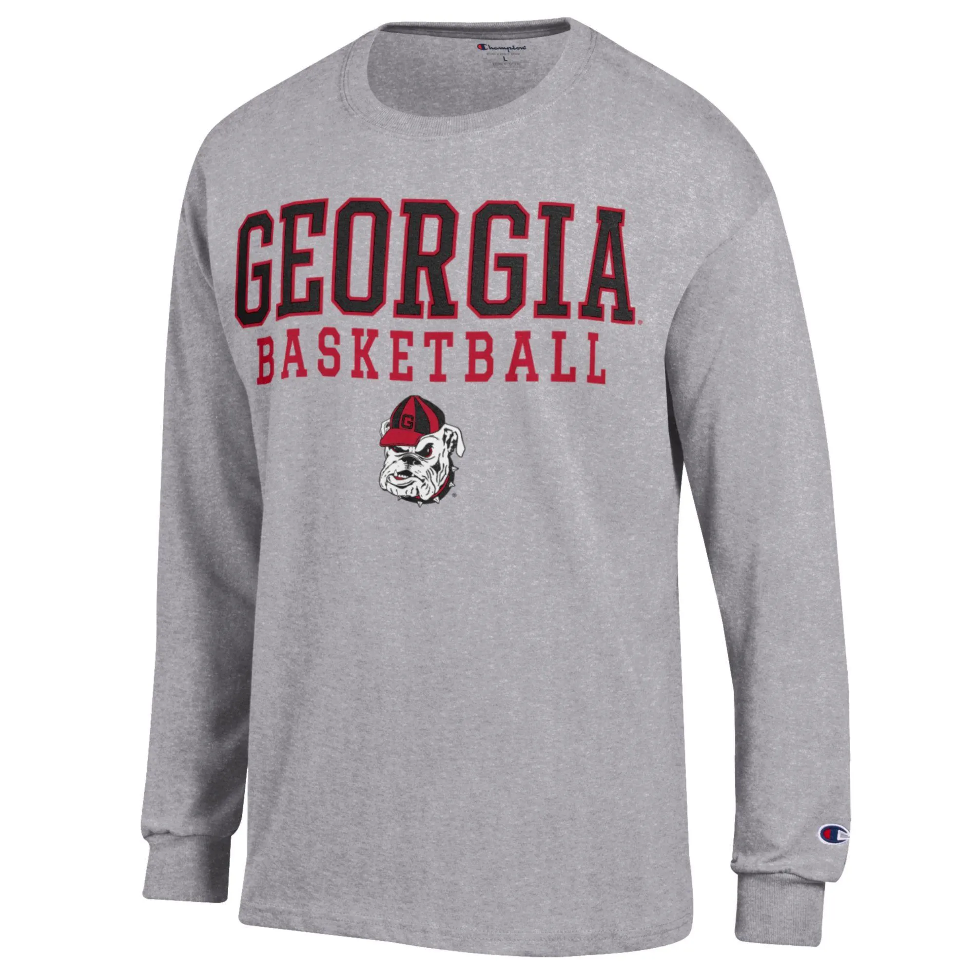 Men's Champion Heather Gray Georgia Bulldogs Basketball Stack Long Sleeve T-Shirt