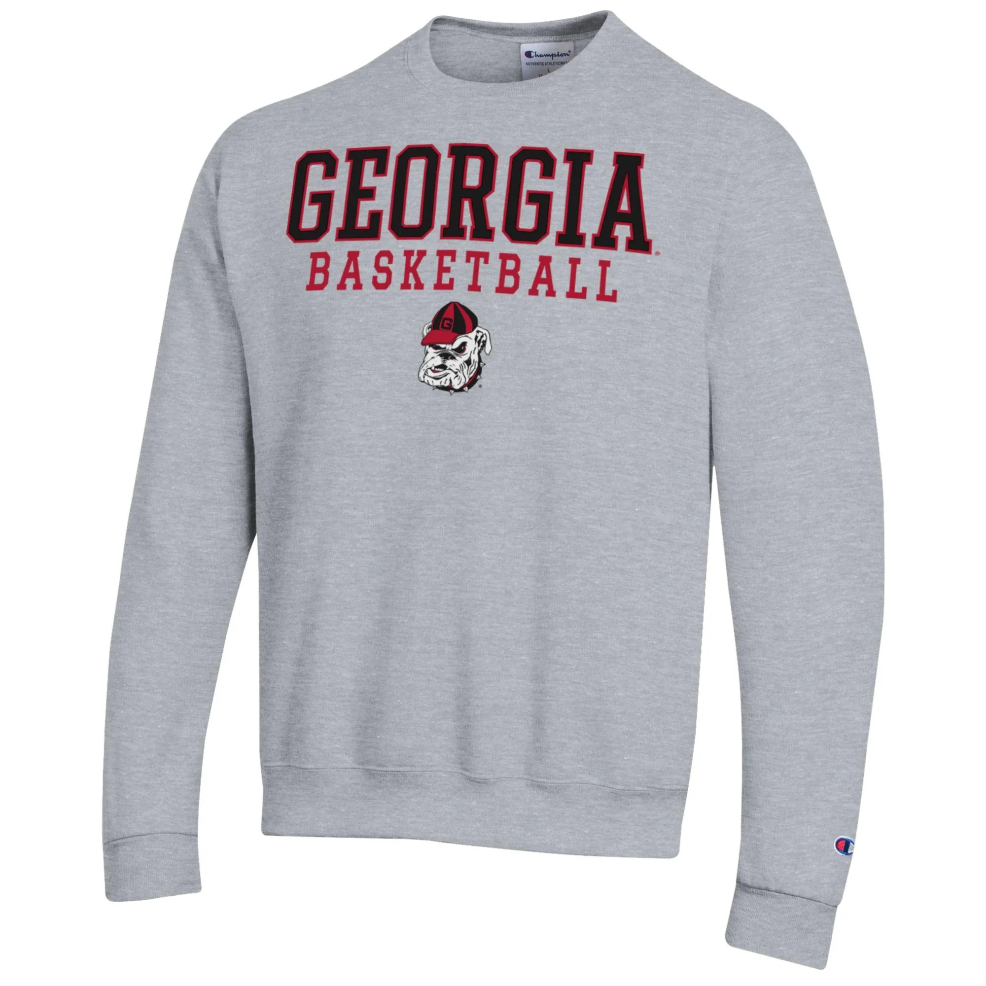 Men's Champion Heather Gray Georgia Bulldogs Basketball Stack Pullover Crewneck Sweatshirt