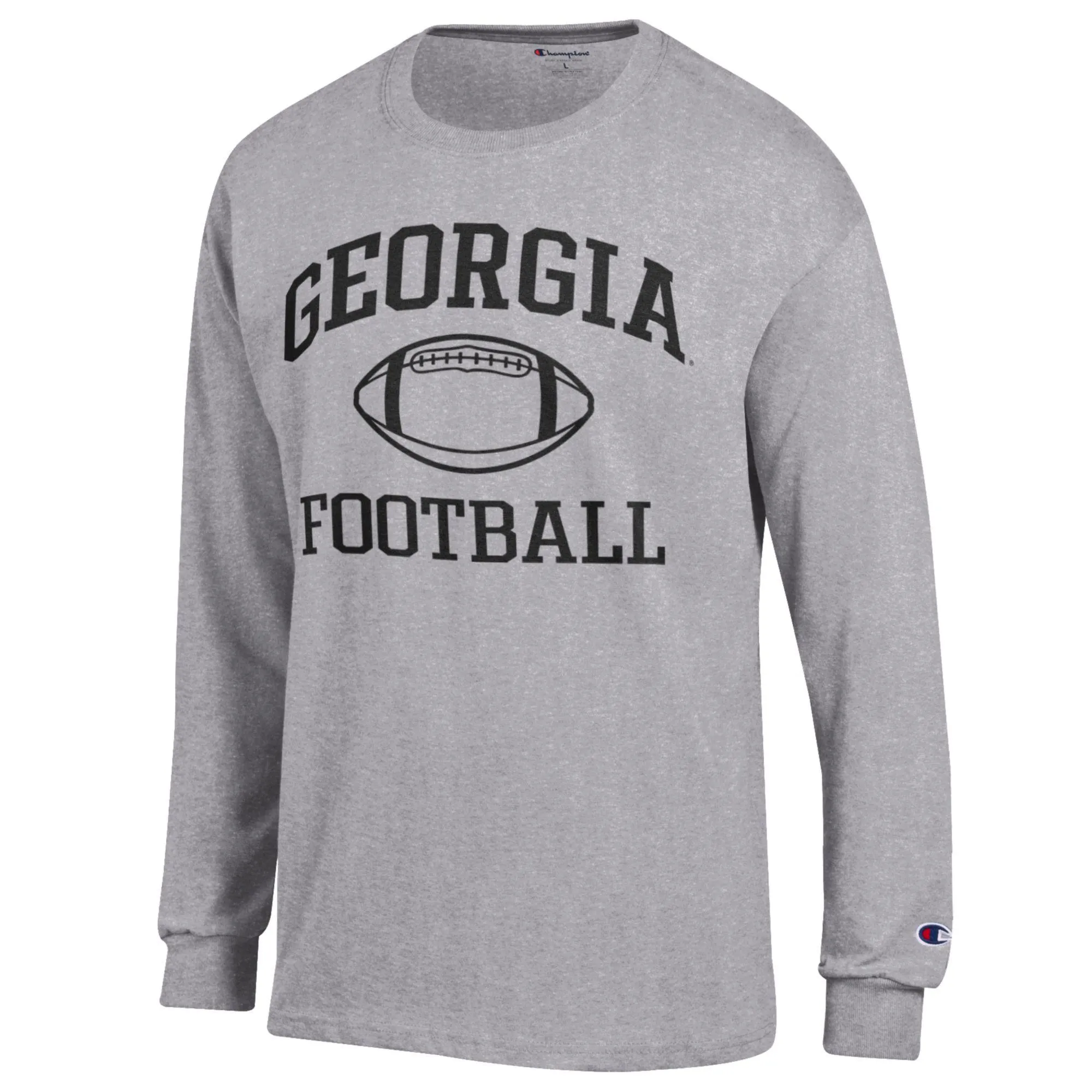 Men's Champion Heather Gray Georgia Bulldogs Football Icon Long Sleeve T-Shirt