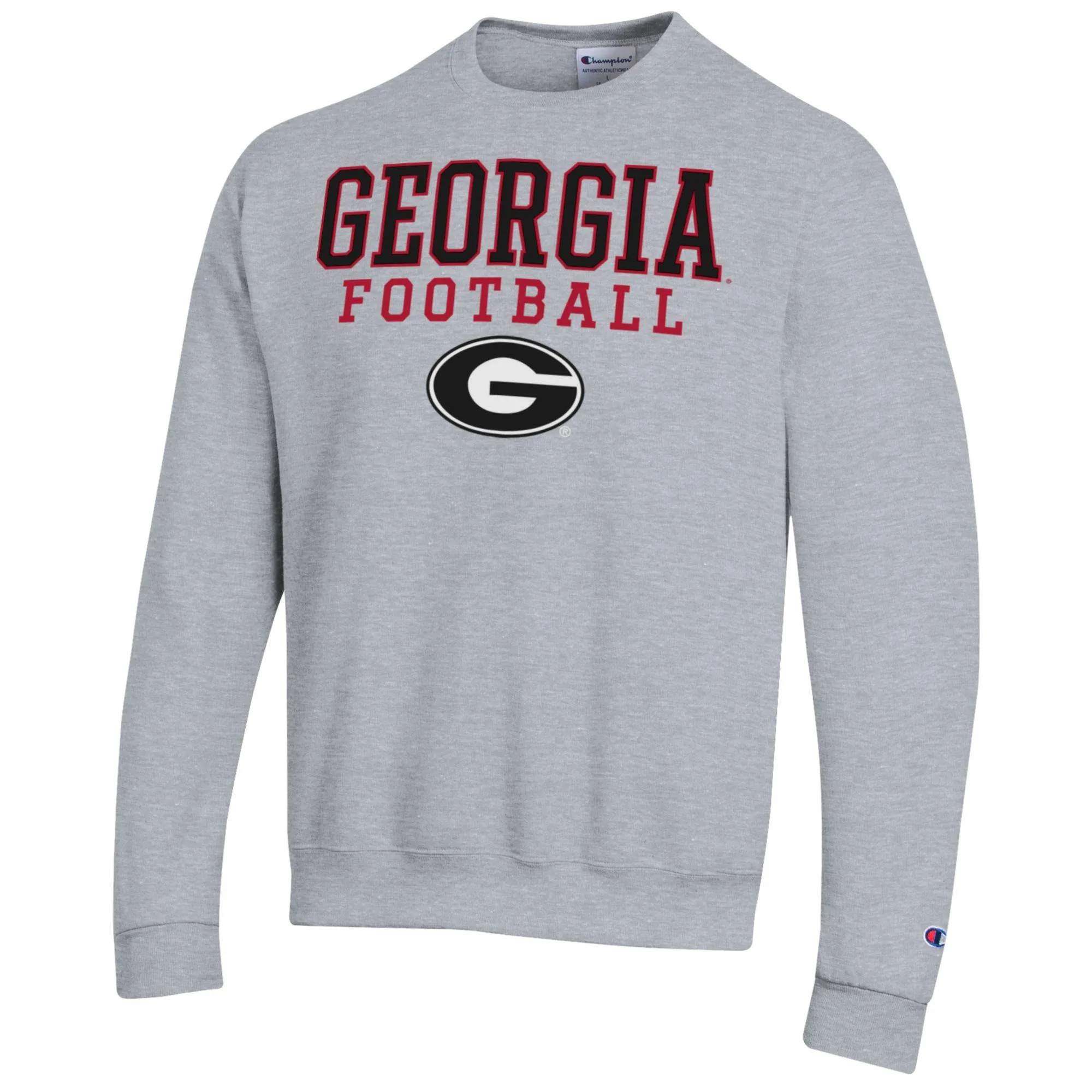 Men's Champion Heather Gray Georgia Bulldogs Football Stacked Pullover Sweatshirt