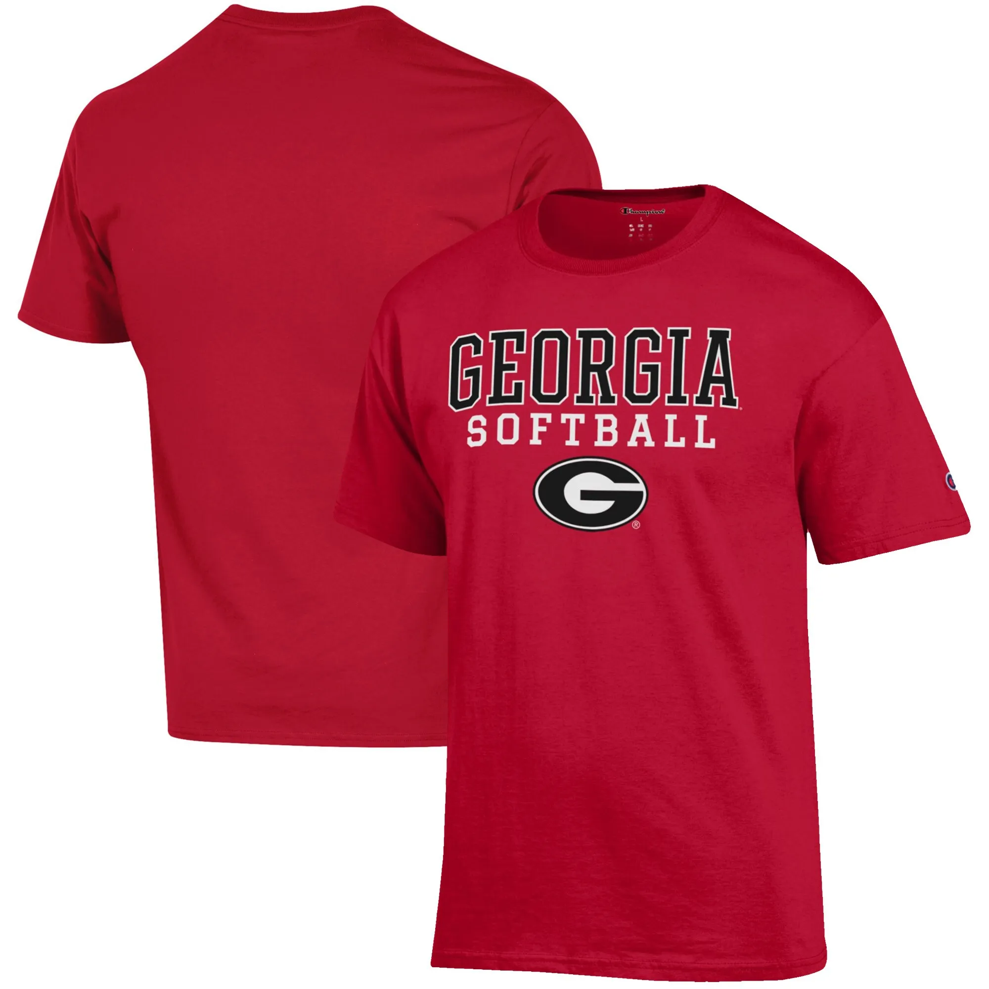 Men's Champion Red Georgia Bulldogs Softball Stack T-Shirt