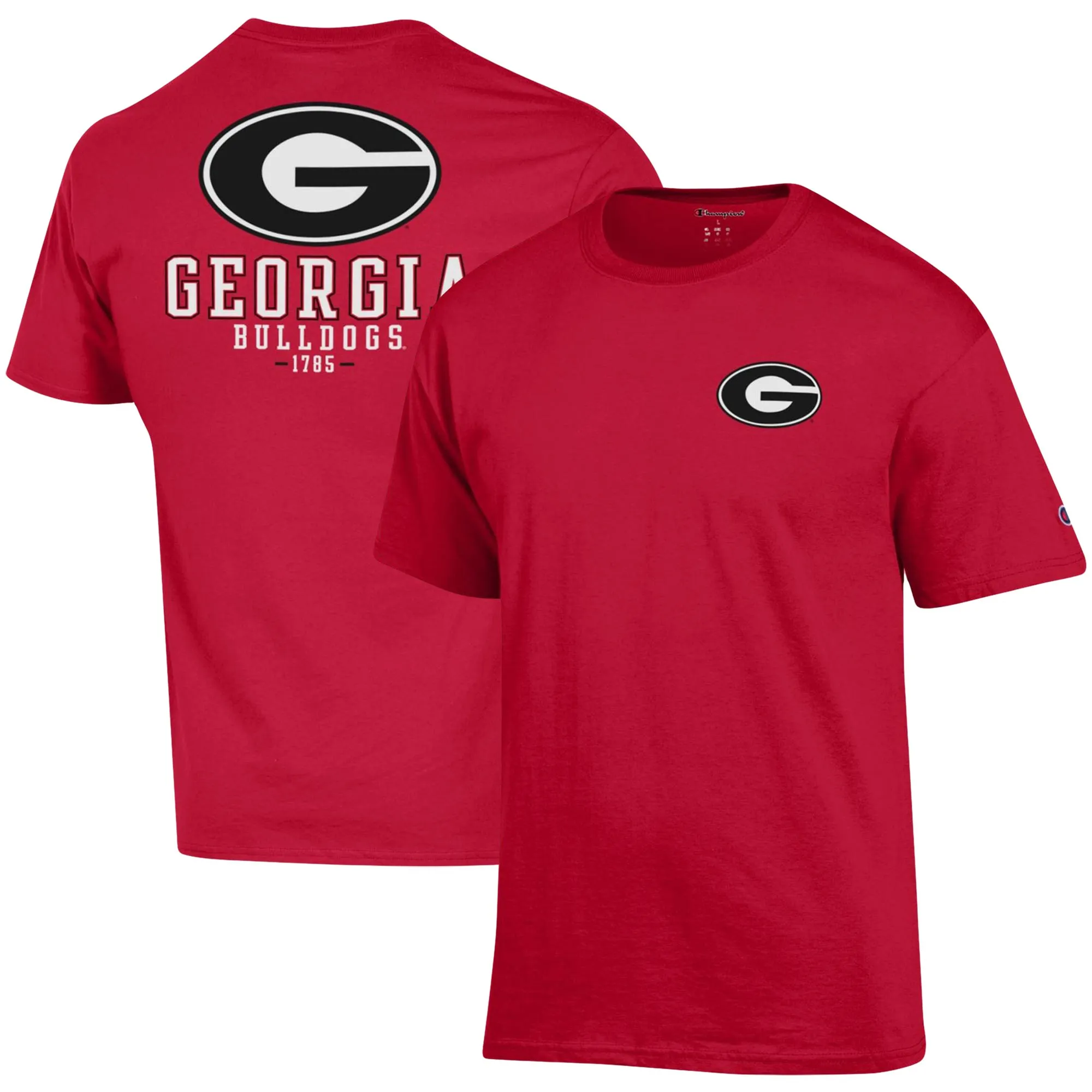 Men's Champion Red Georgia Bulldogs Stack 2-Hit T-Shirt