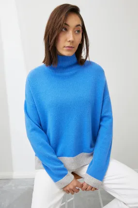 Mia Fratino - Tessa Mock Neck in Azure/Foggy