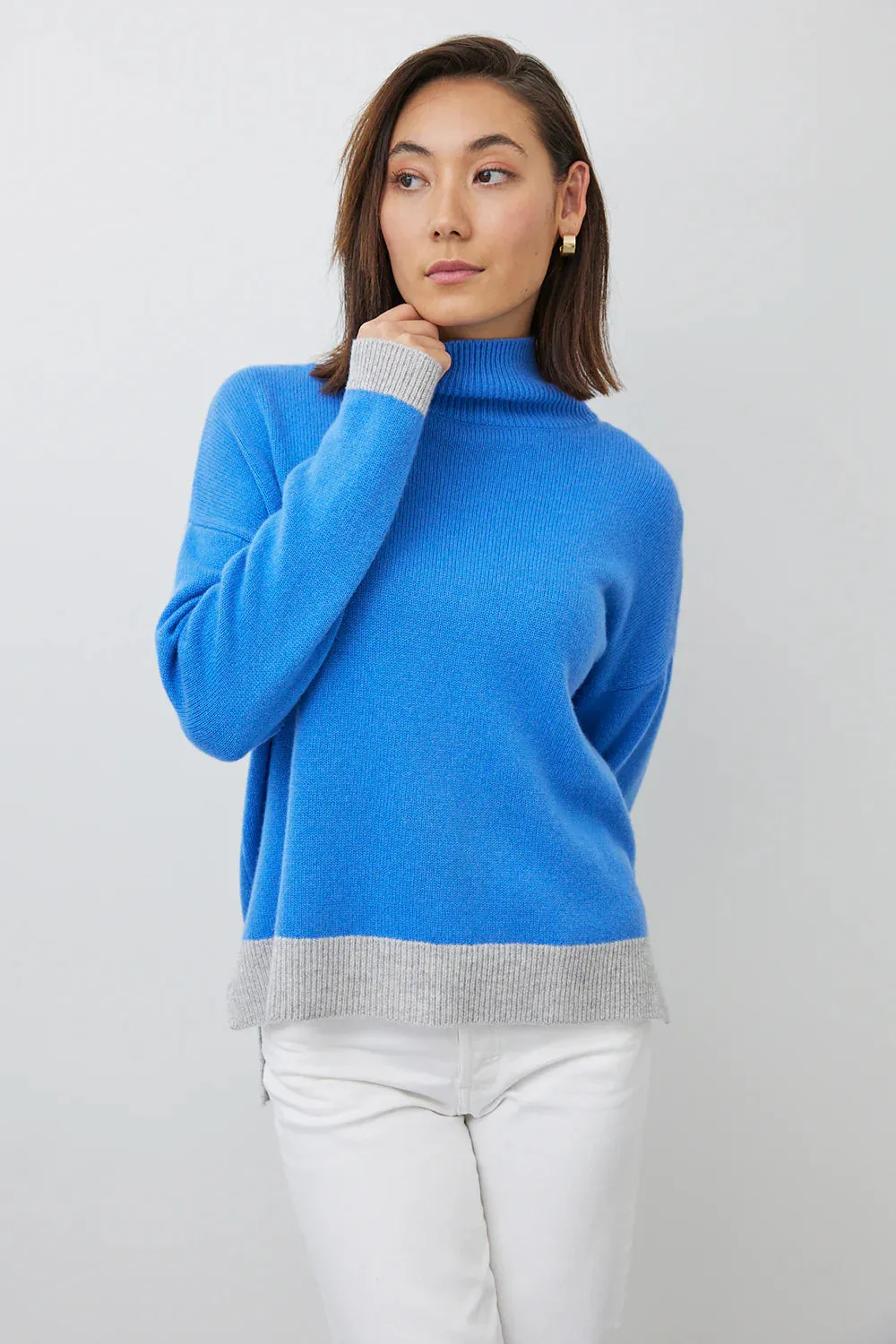 Mia Fratino - Tessa Mock Neck in Azure/Foggy