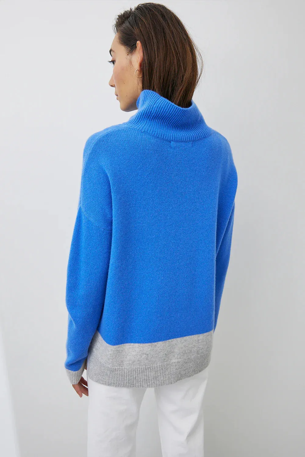 Mia Fratino - Tessa Mock Neck in Azure/Foggy