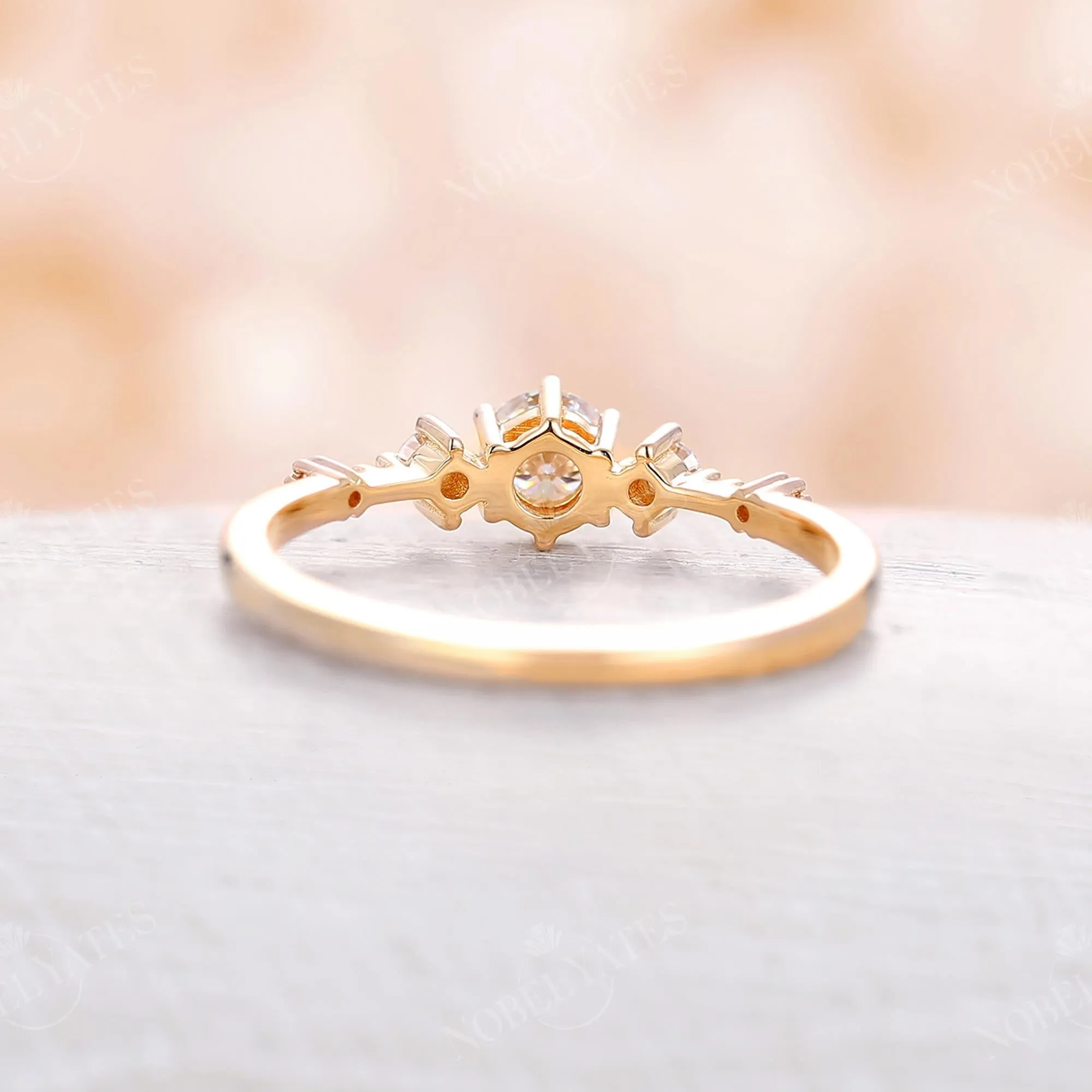 Moissanite Five Stone Engagement Ring Yellow Gold