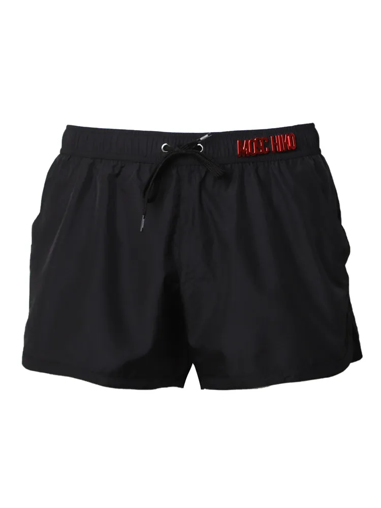 Moschino Logo Plaque Drawstring Swim Shorts