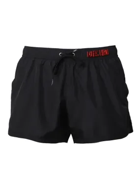 Moschino Logo Plaque Drawstring Swim Shorts