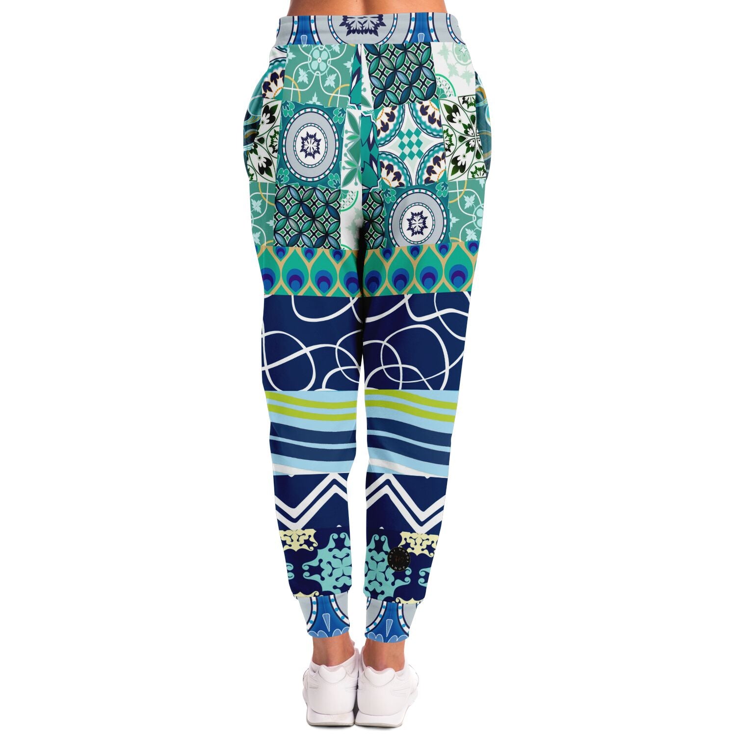 Mykonos Peacock Tile Patchwork Print Eco-Poly Joggers