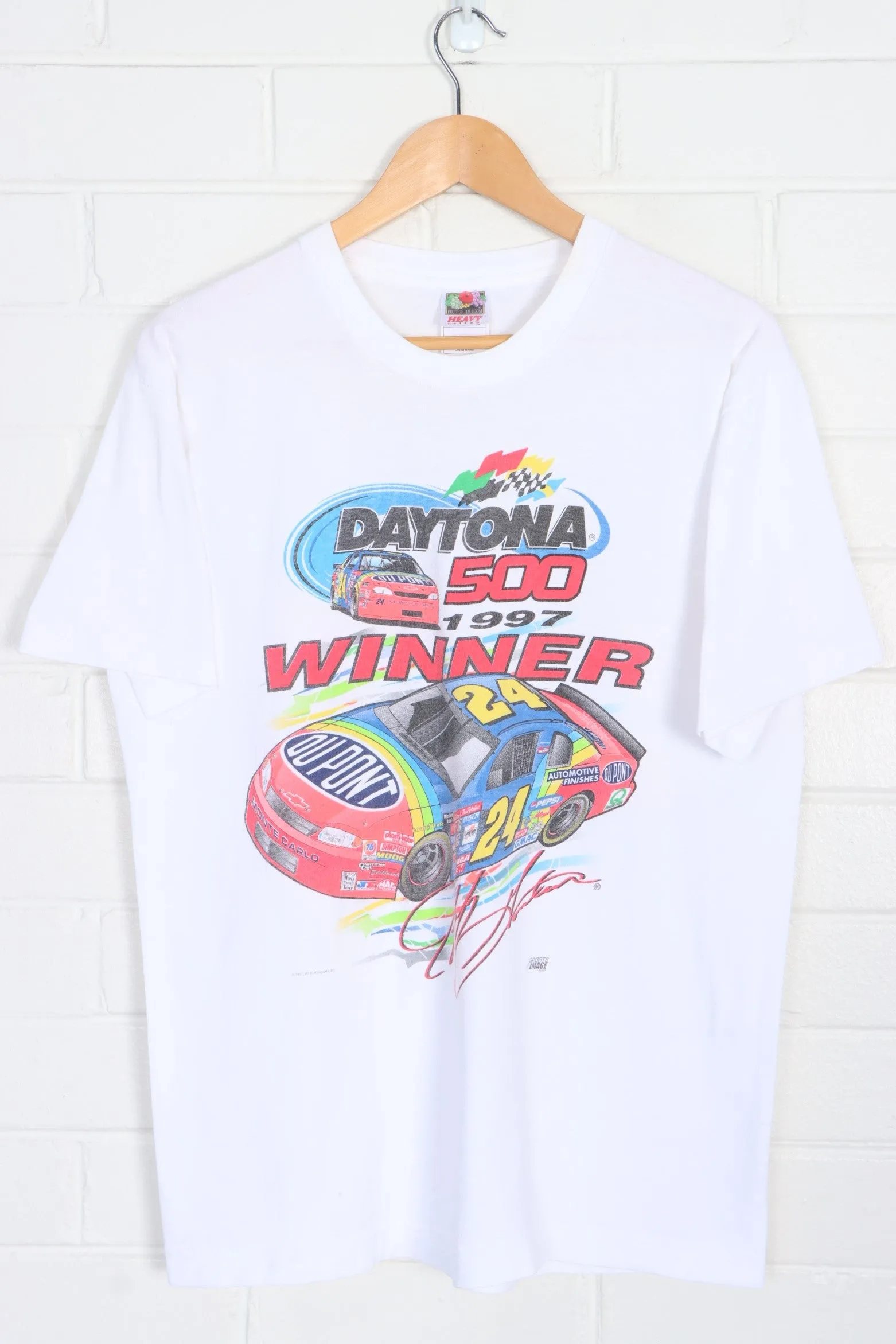 NASCAR 1997 Jeff Gordon Daytona 500 Winner Front Back Single Stitch Tee (M-L)