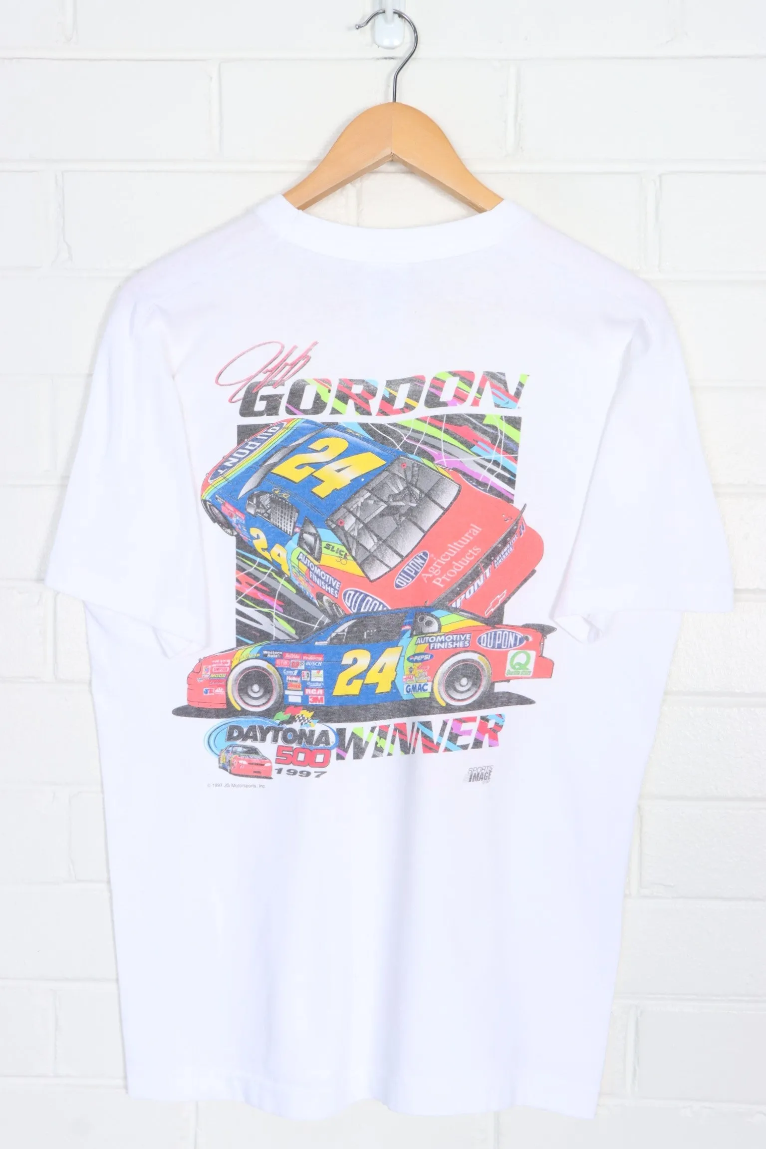 NASCAR 1997 Jeff Gordon Daytona 500 Winner Front Back Single Stitch Tee (M-L)