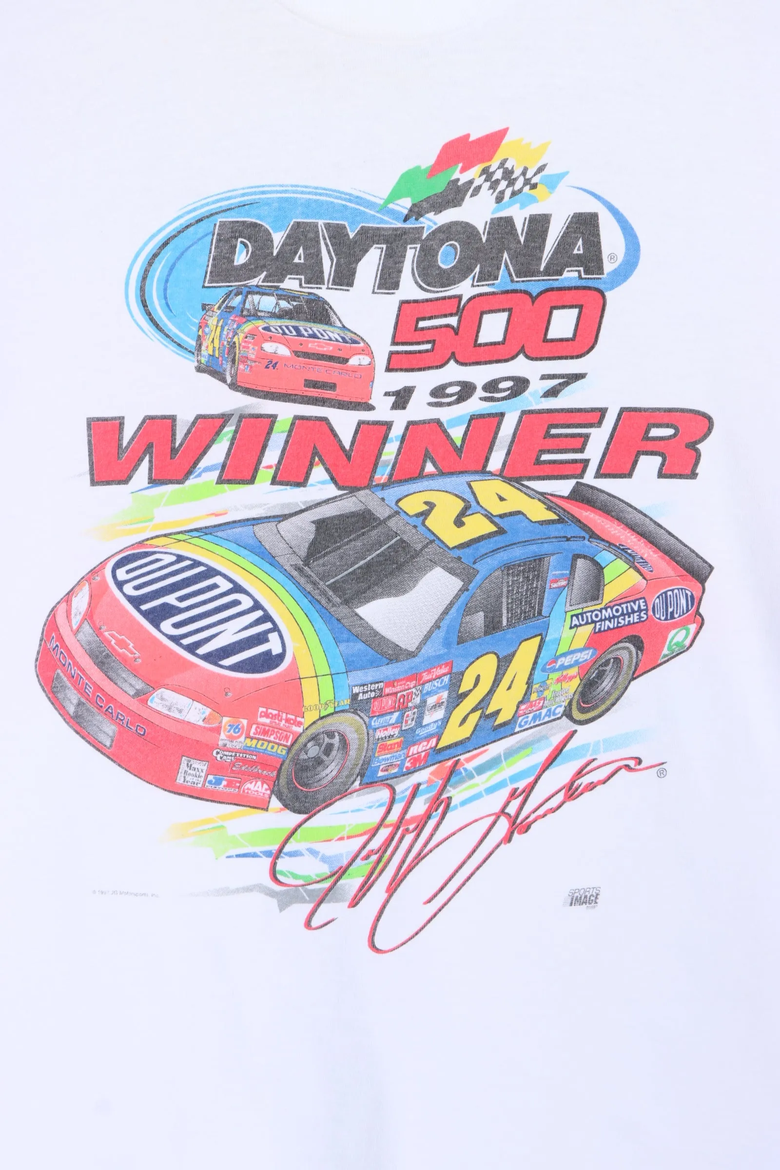 NASCAR 1997 Jeff Gordon Daytona 500 Winner Front Back Single Stitch Tee (M-L)