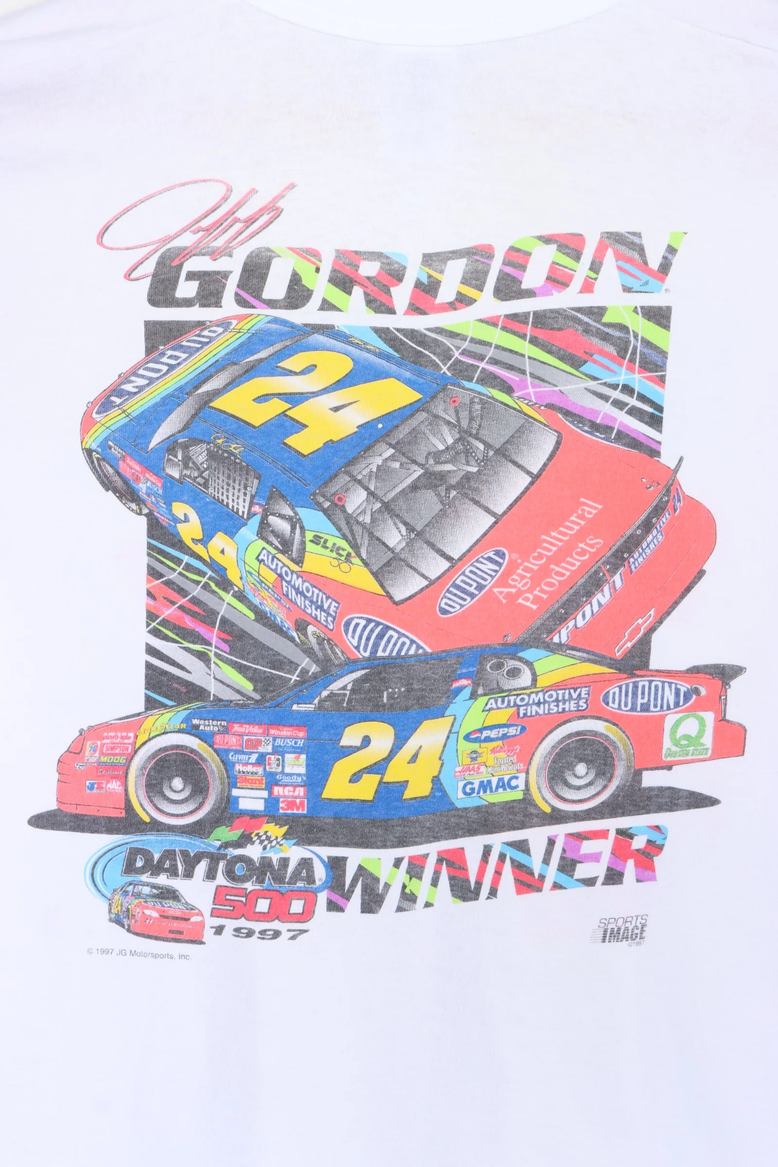 NASCAR 1997 Jeff Gordon Daytona 500 Winner Front Back Single Stitch Tee (M-L)