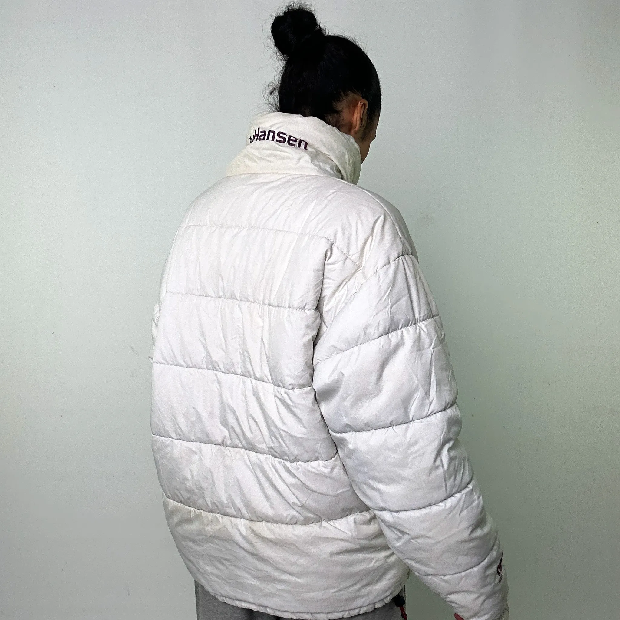 Navy Blue 90s Helly Hansen / White Reversible Puffer Jacket Coat (L)