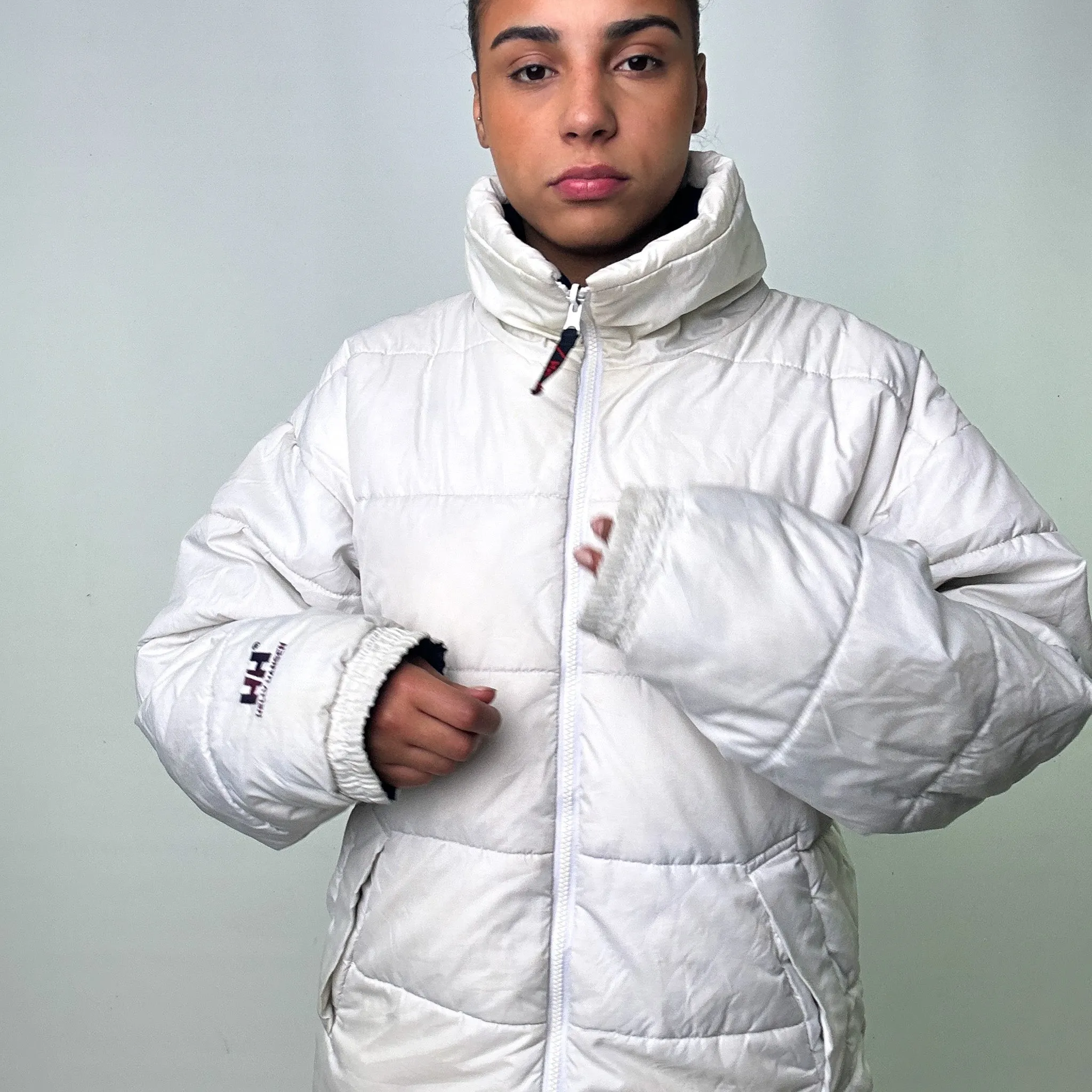 Navy Blue 90s Helly Hansen / White Reversible Puffer Jacket Coat (L)