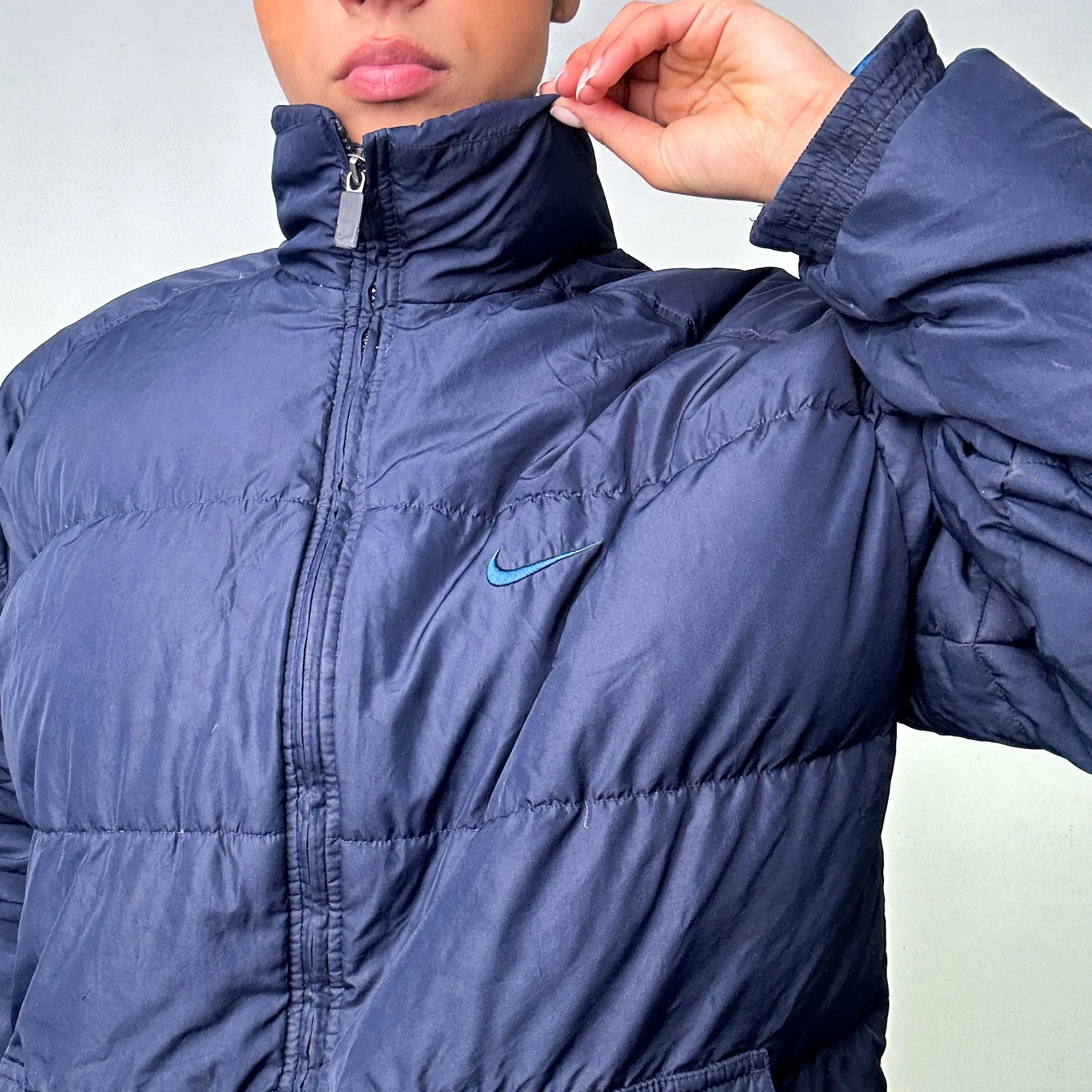 Navy Blue 90s NIKE Puffer Jacket Coat (L)