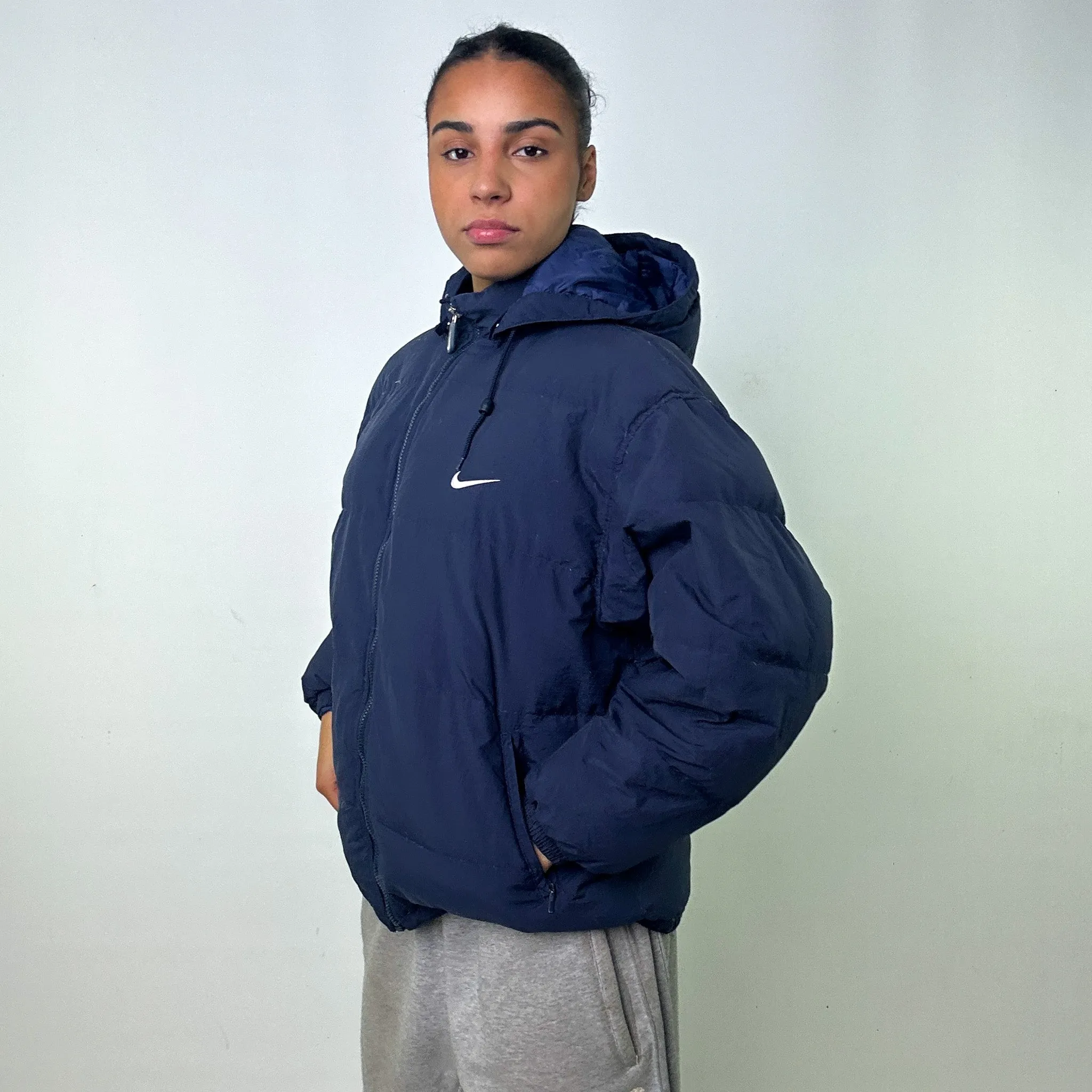 NAVY BLUE 90S NIKE PUFFER JACKET COAT (