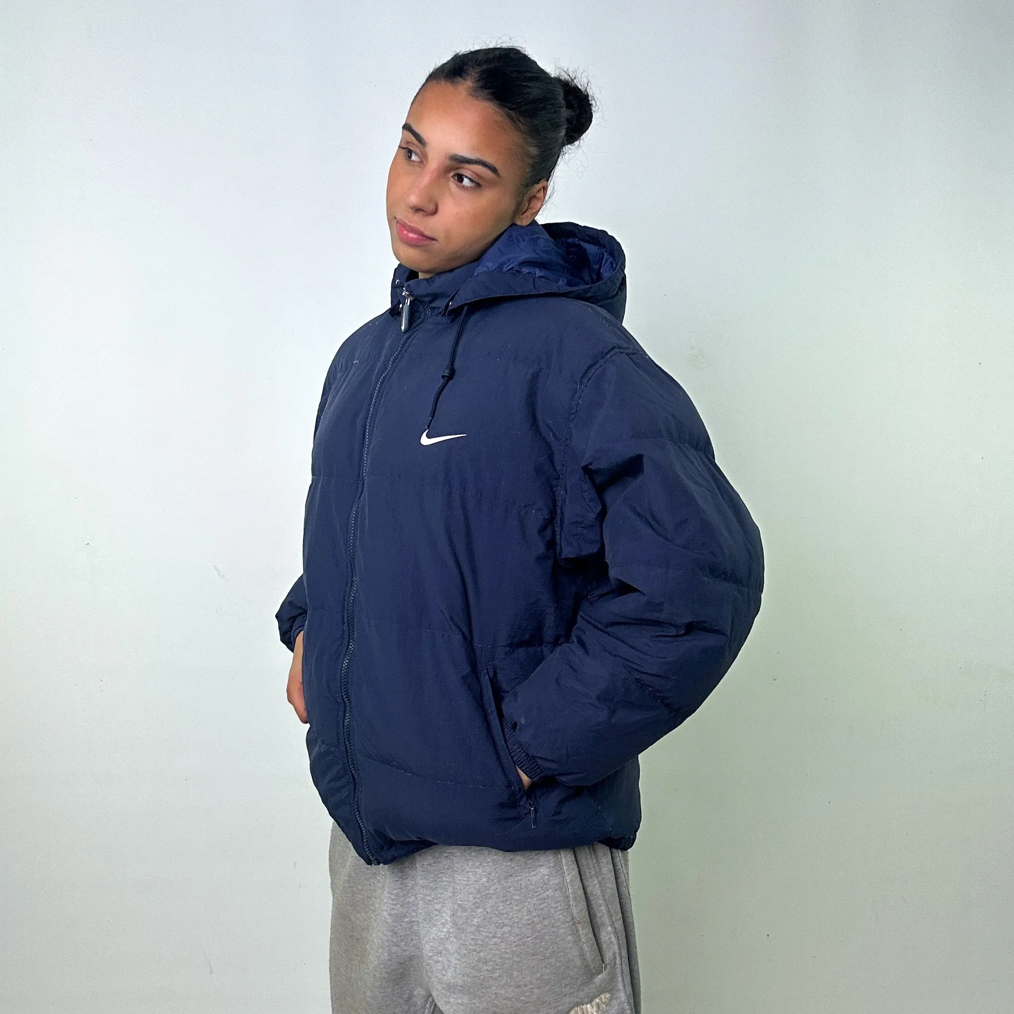 NAVY BLUE 90S NIKE PUFFER JACKET COAT (