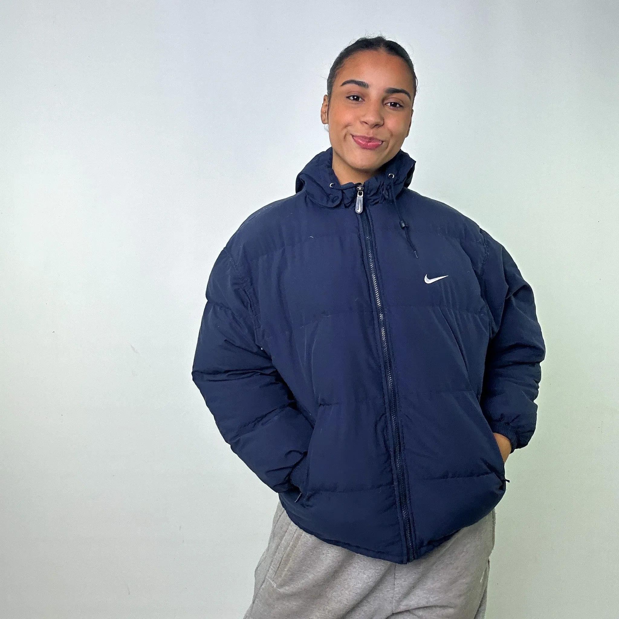 NAVY BLUE 90S NIKE PUFFER JACKET COAT (