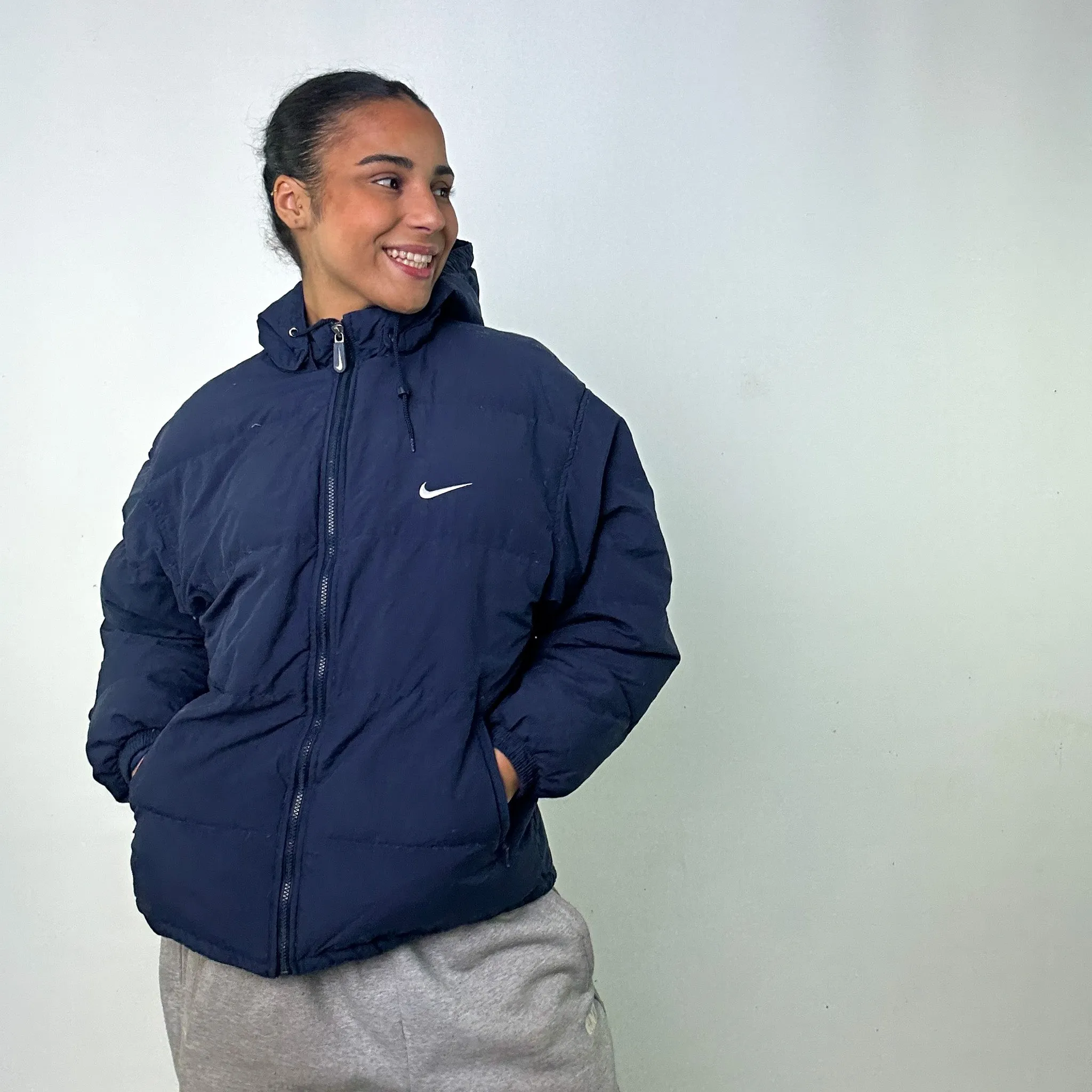 NAVY BLUE 90S NIKE PUFFER JACKET COAT (