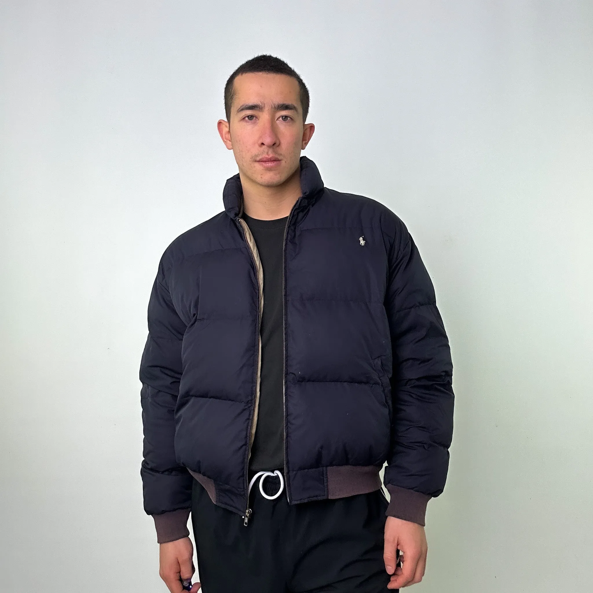 Navy Blue 90s Polo Ralph Lauren Puffer Jacket Coat (L)