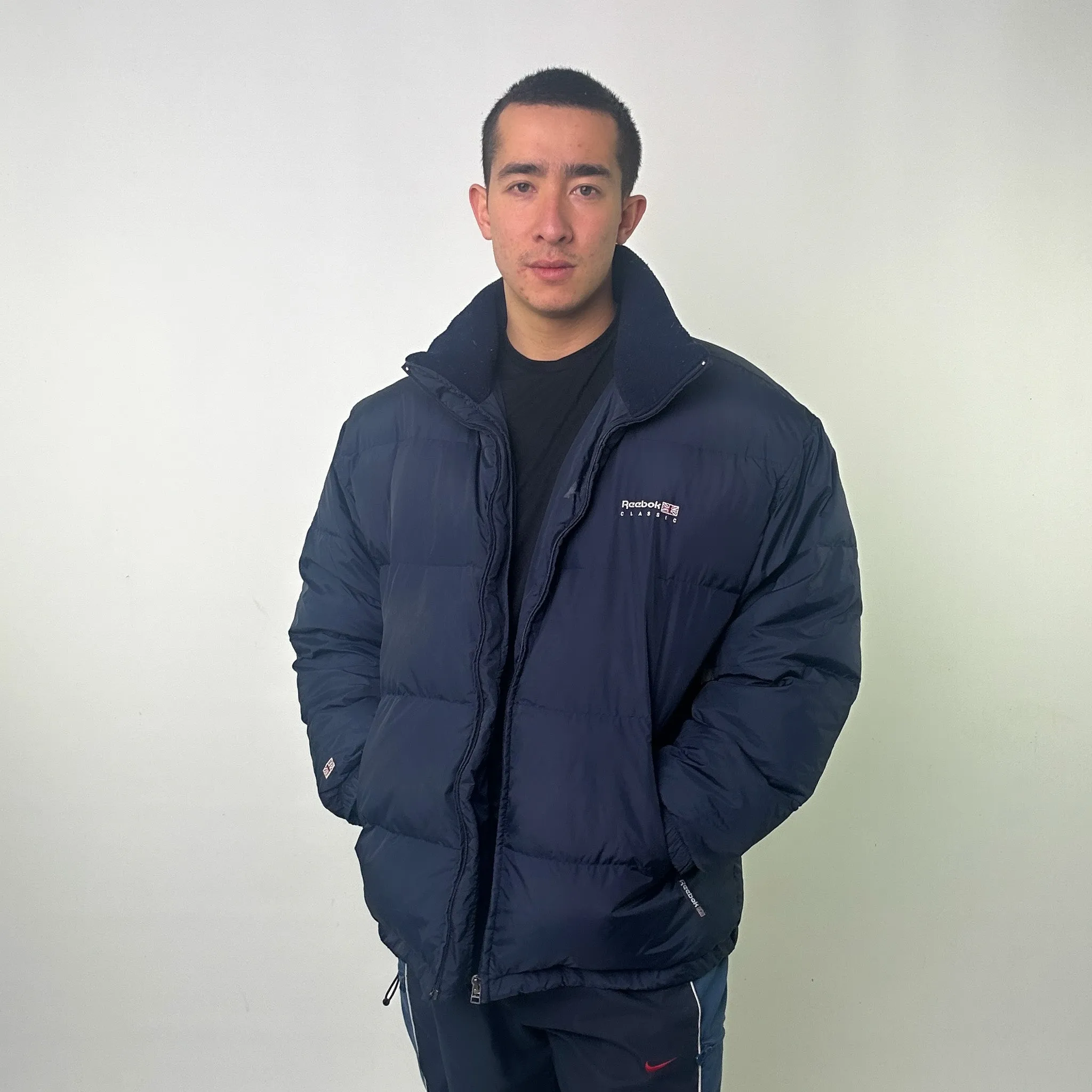 Navy Blue 90s Reebok Puffer Jacket Coat (XL)