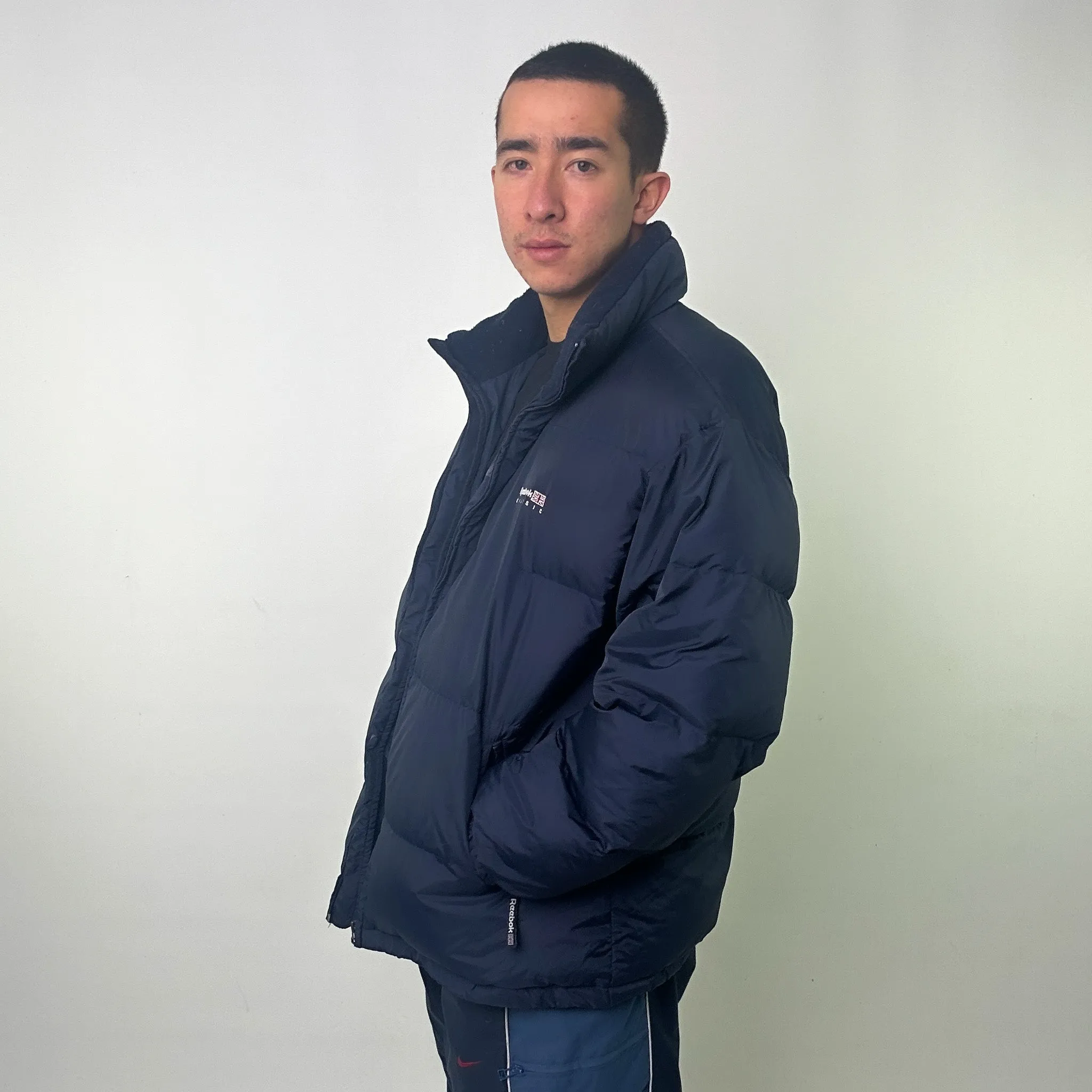 Navy Blue 90s Reebok Puffer Jacket Coat (XL)