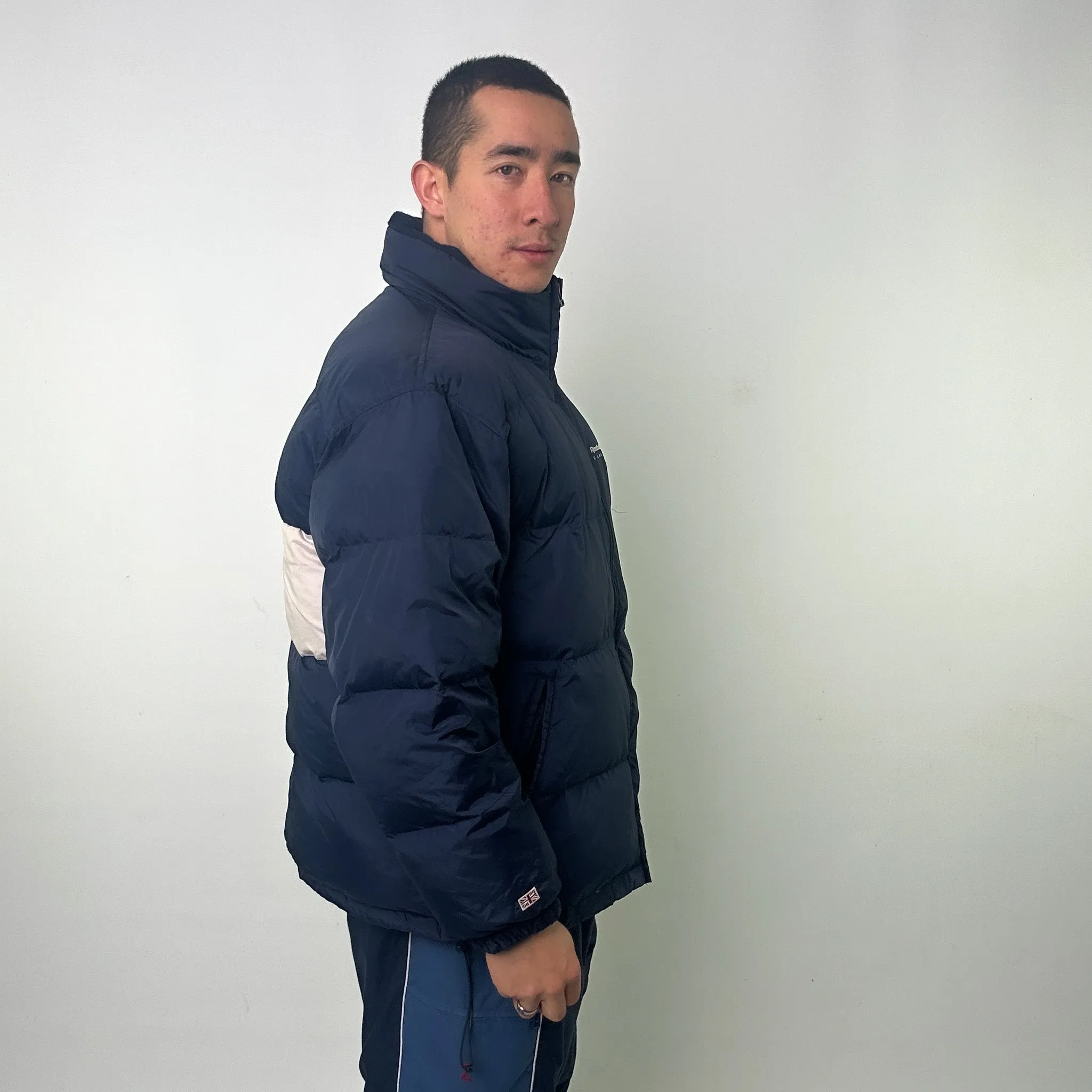 Navy Blue 90s Reebok Puffer Jacket Coat (XL)