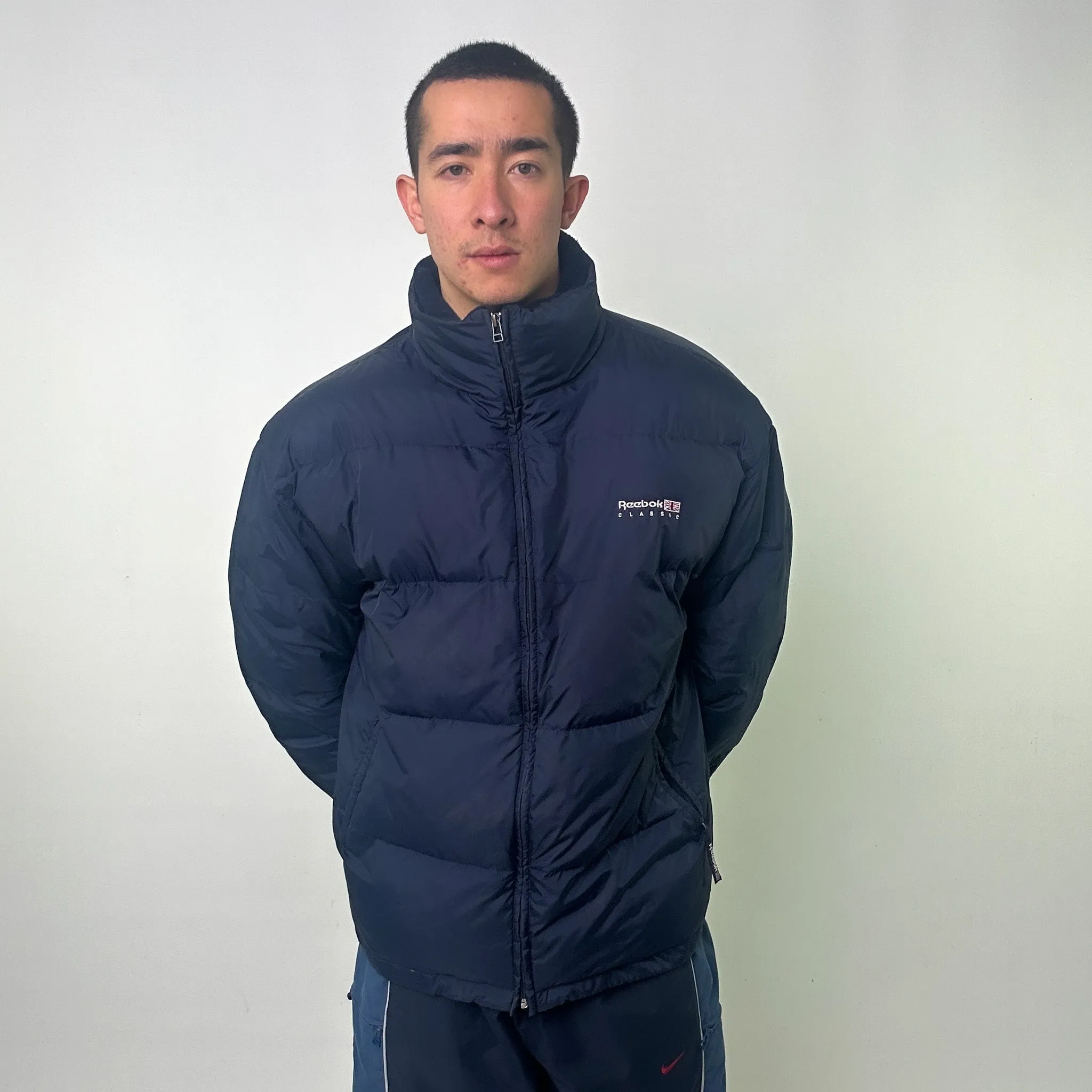 Navy Blue 90s Reebok Puffer Jacket Coat (XL)