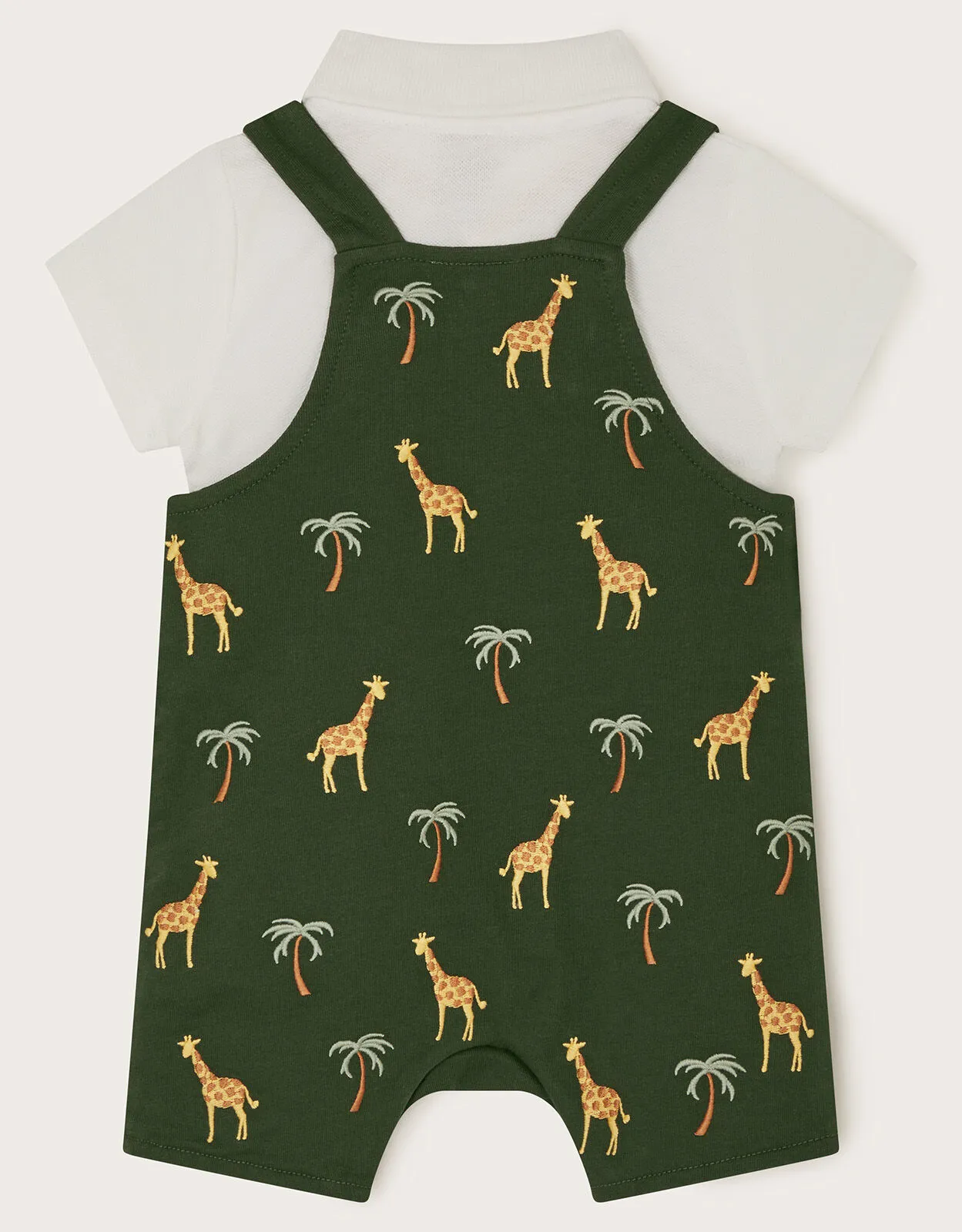 Newborn Jungle Polo Shirt and Dungarees Set Green