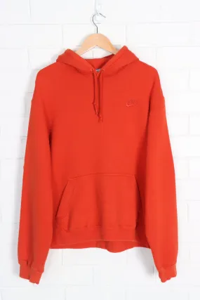 NIKE Embroidered Swoosh Logo Orange Red Hoodie (XXL)