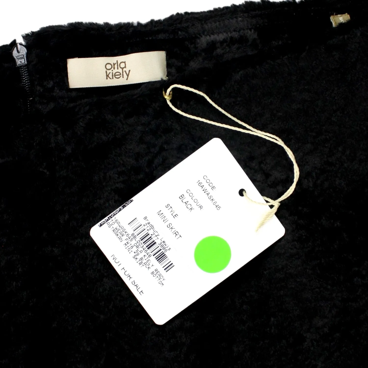 Orla Kiely Black Furry Mini Skirt