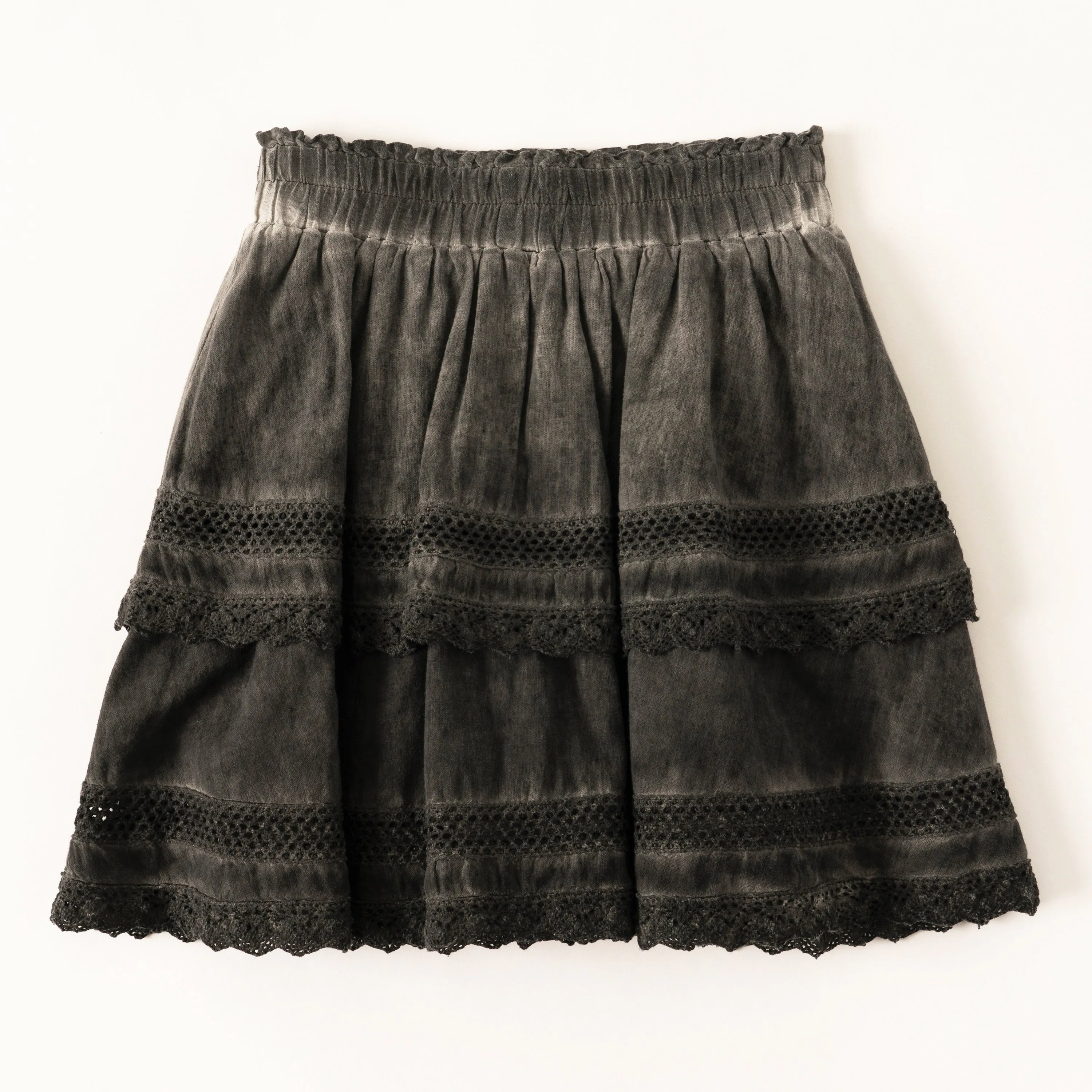 Overdyed Lace Trim Skirt