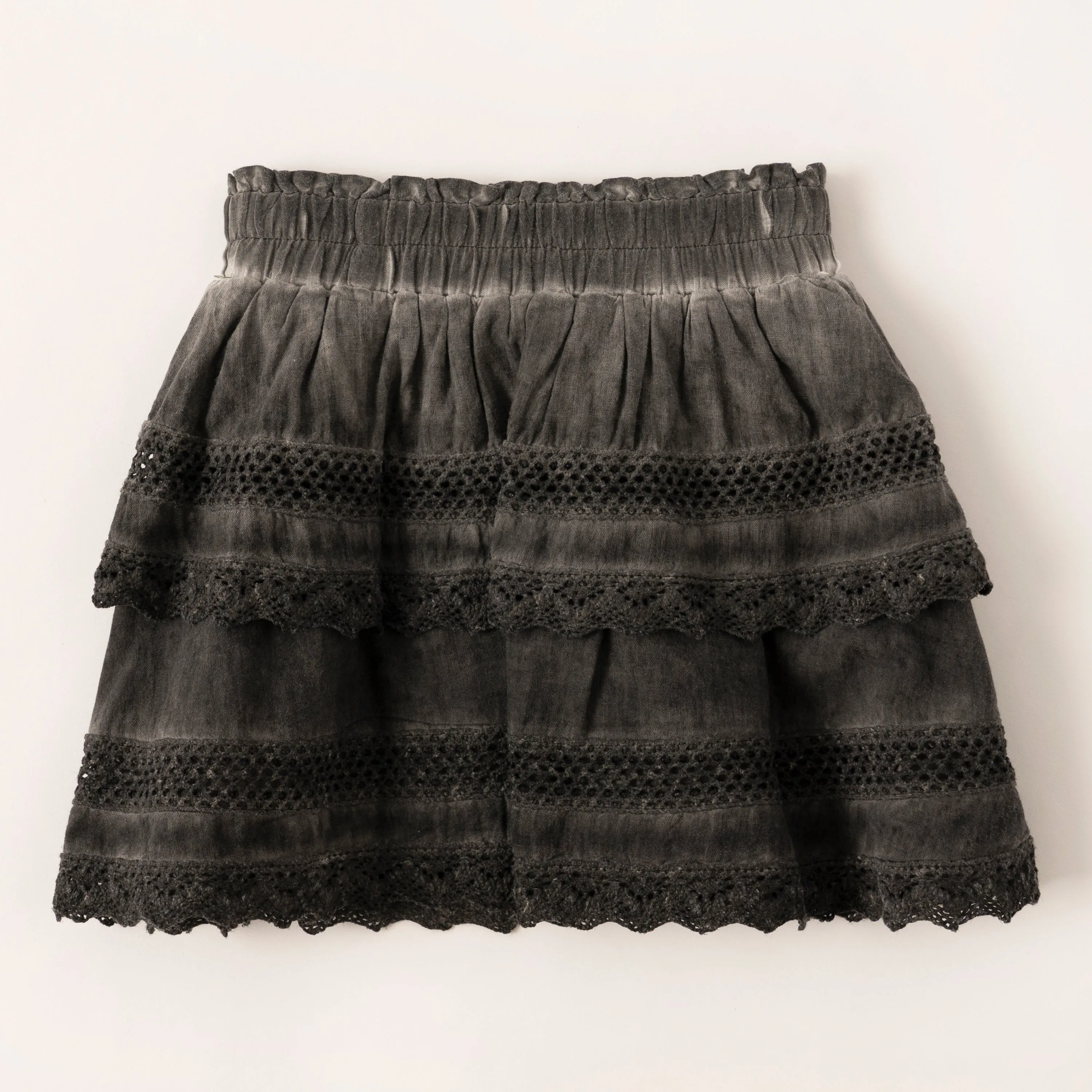 Overdyed Lace Trim Skirt