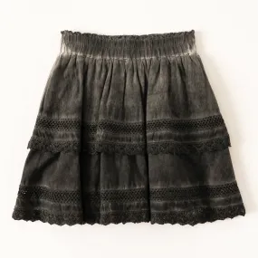 Overdyed Lace Trim Skirt