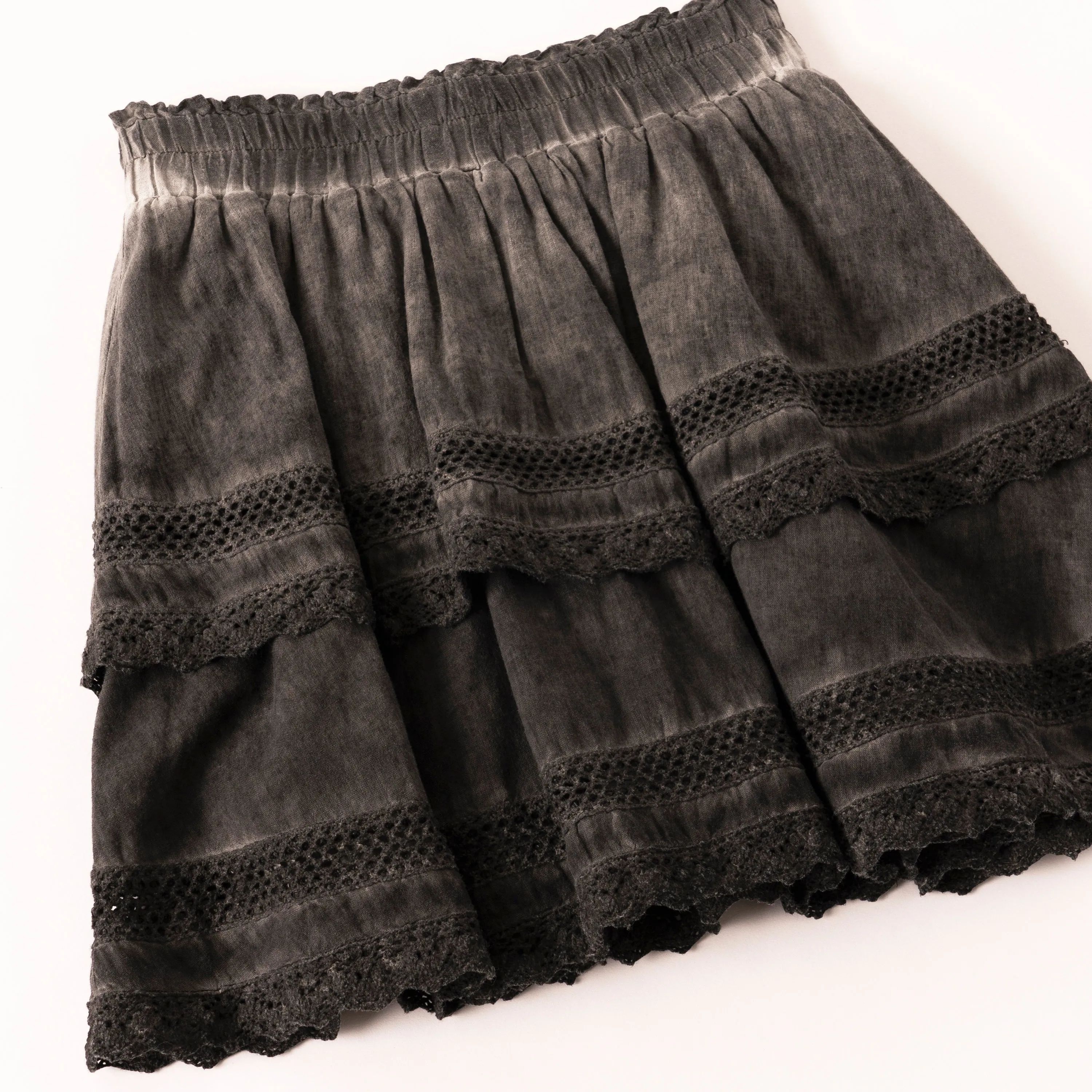 Overdyed Lace Trim Skirt