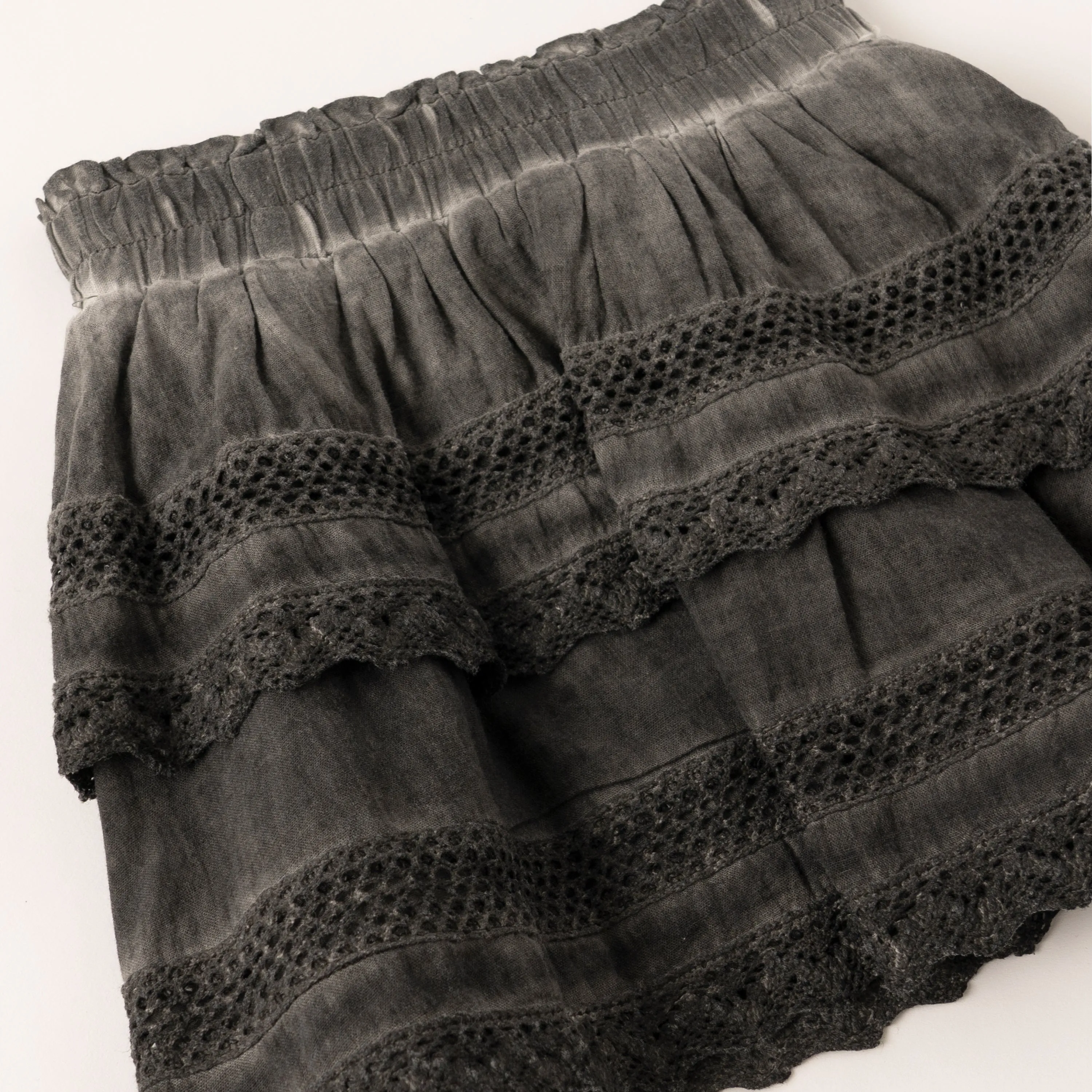 Overdyed Lace Trim Skirt