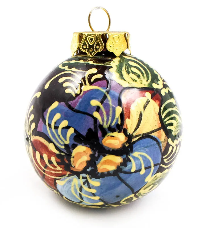 Pansies Small Bulb Ceramic Ornament