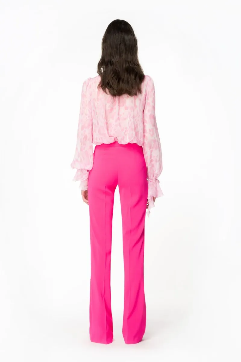 Pantaloni flared stretch donna Fucsia