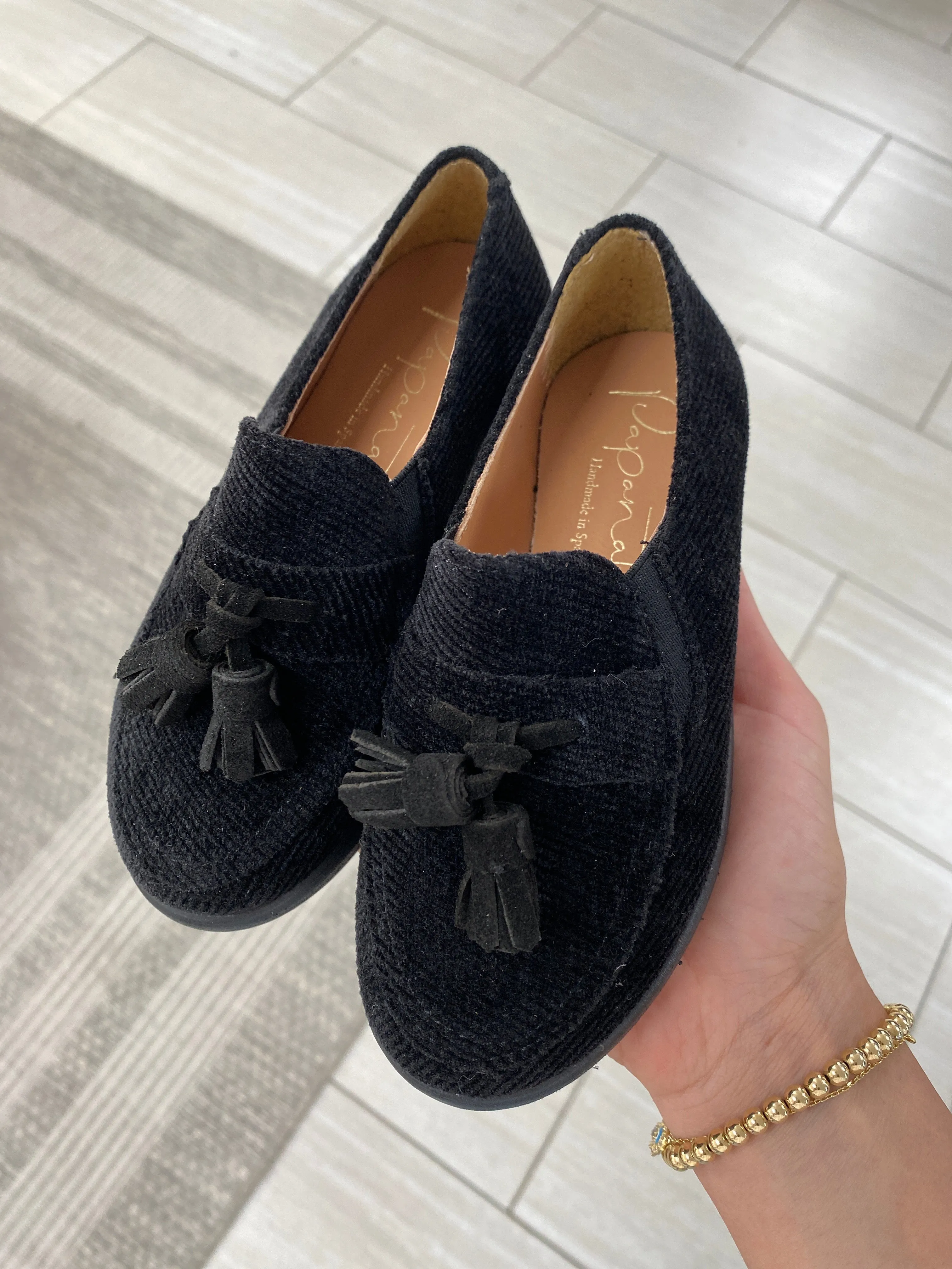 Papanatas Black Corduroy Tassel Loafer