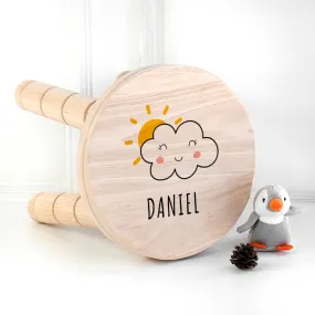 Personalised Smiling Cloud Wooden Stool