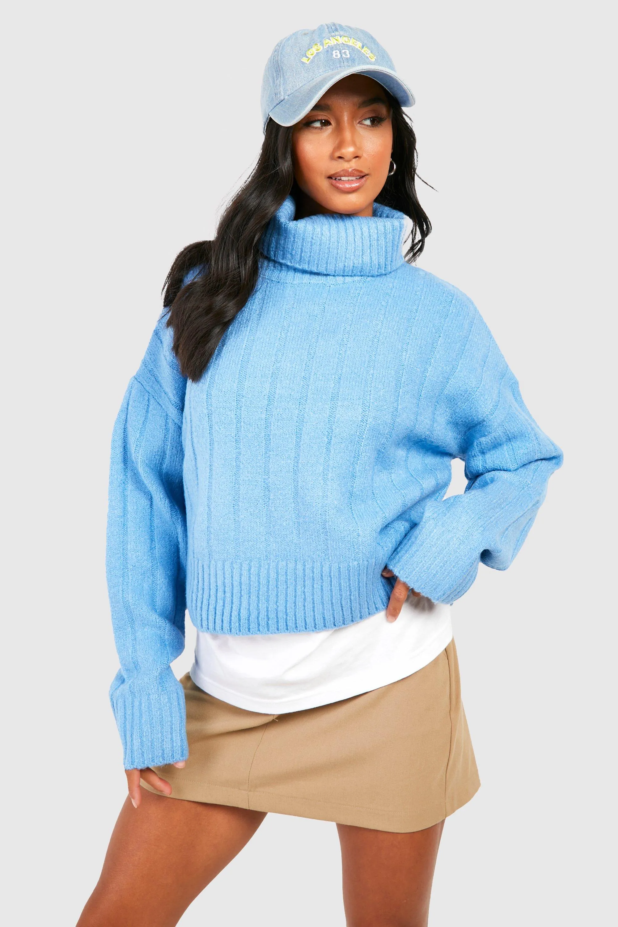 Petite Knit Detail Turtleneck Sweater