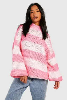 Petite Oversize Chunky Knit Stripe Sweater