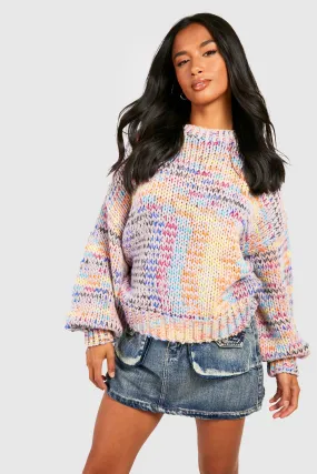 Petite Oversized Multicolor Chunky Knit Sweater