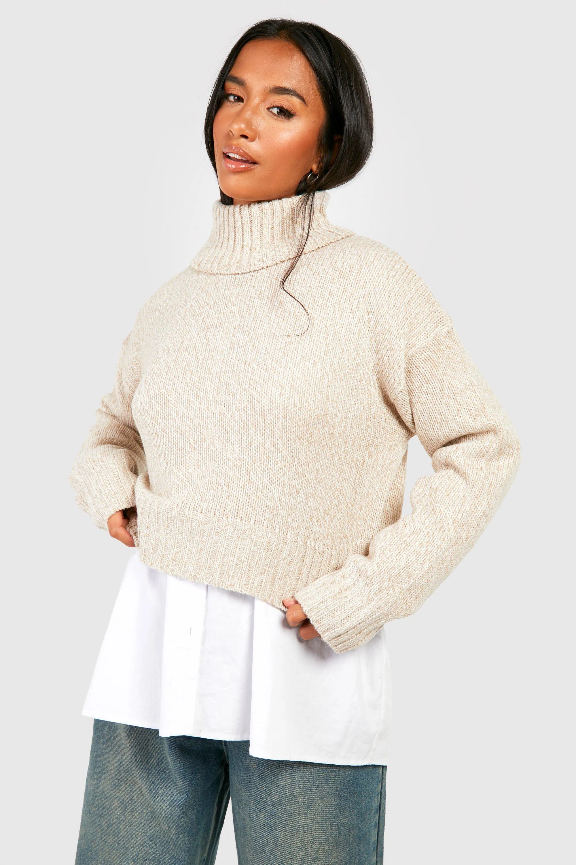 Petite Turtleneck Cropped Sweater