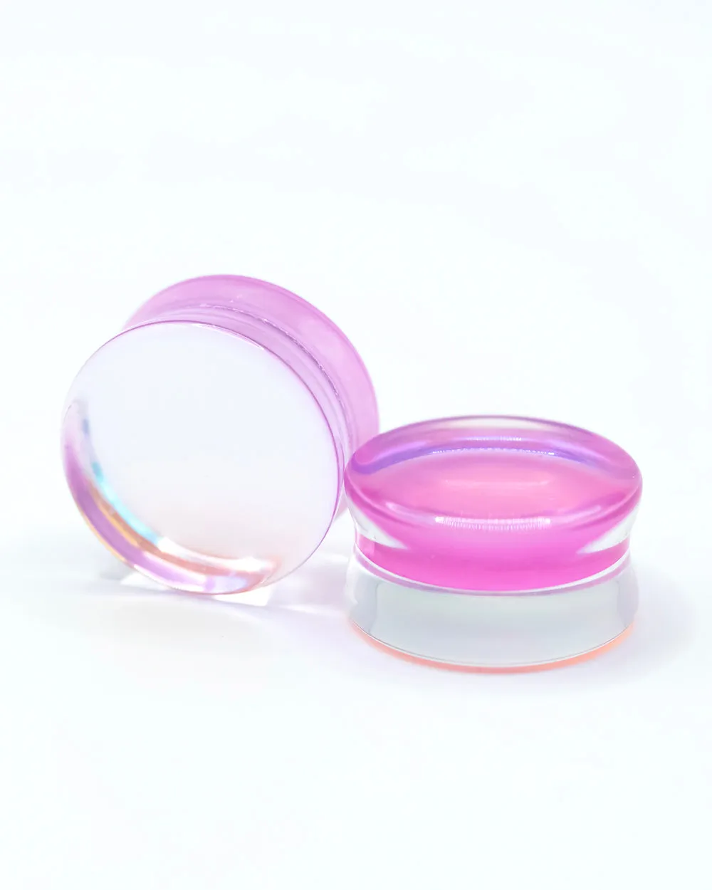 PINK AURORA BOREALIS FLARED GLASS PLUG