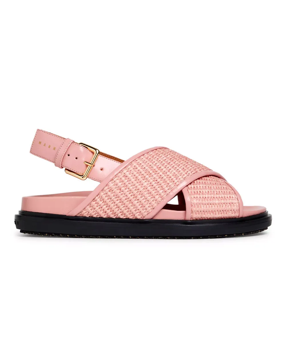 Pink Raffia Criss-Cross Sandals