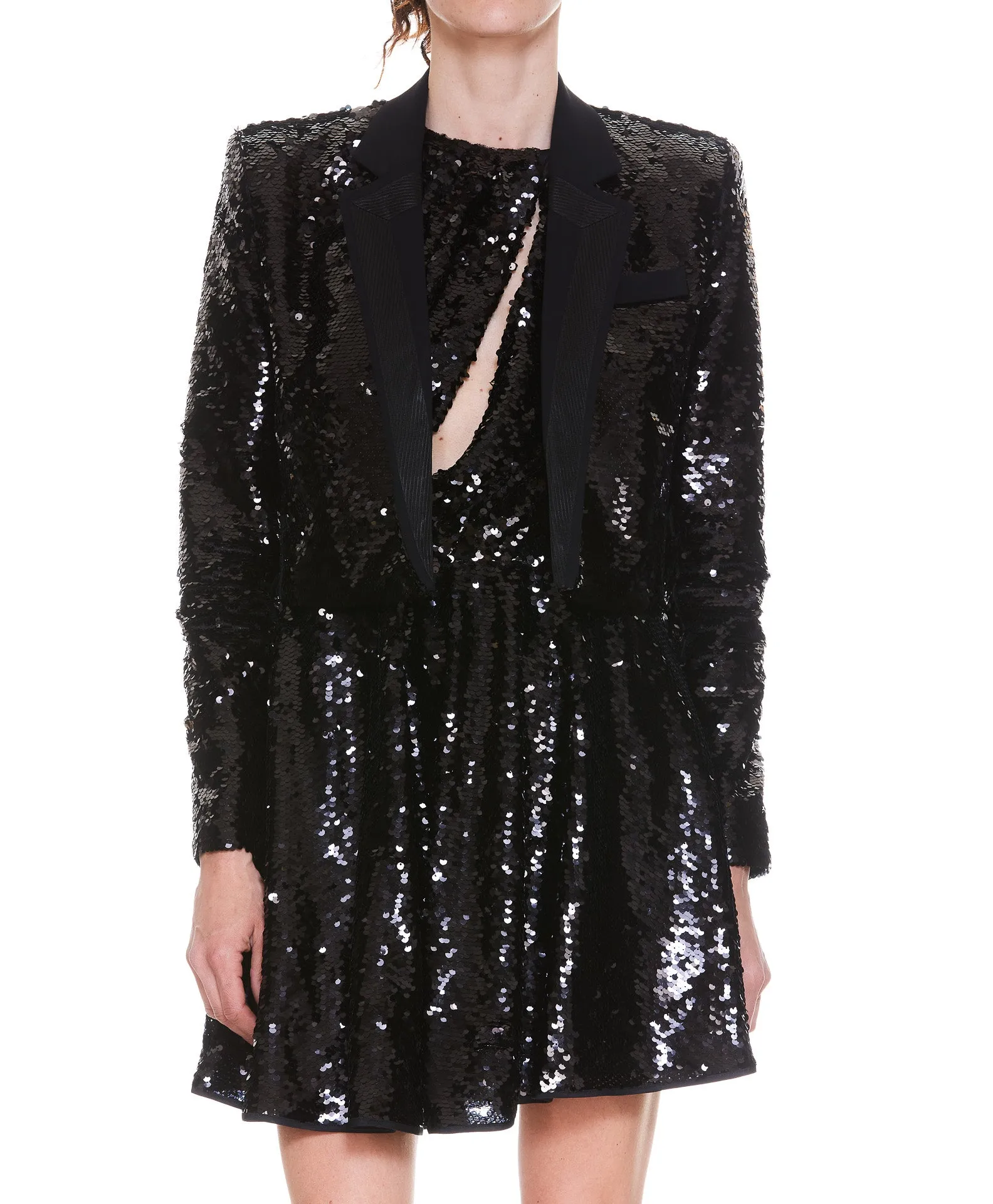 Pinko Allover Sequin Embroidered Spencer Jacket