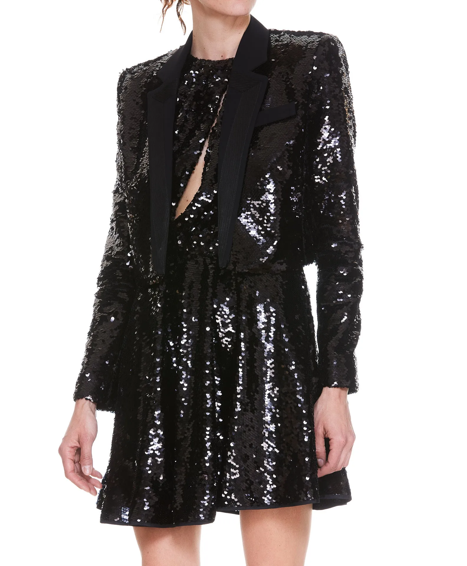 Pinko Allover Sequin Embroidered Spencer Jacket