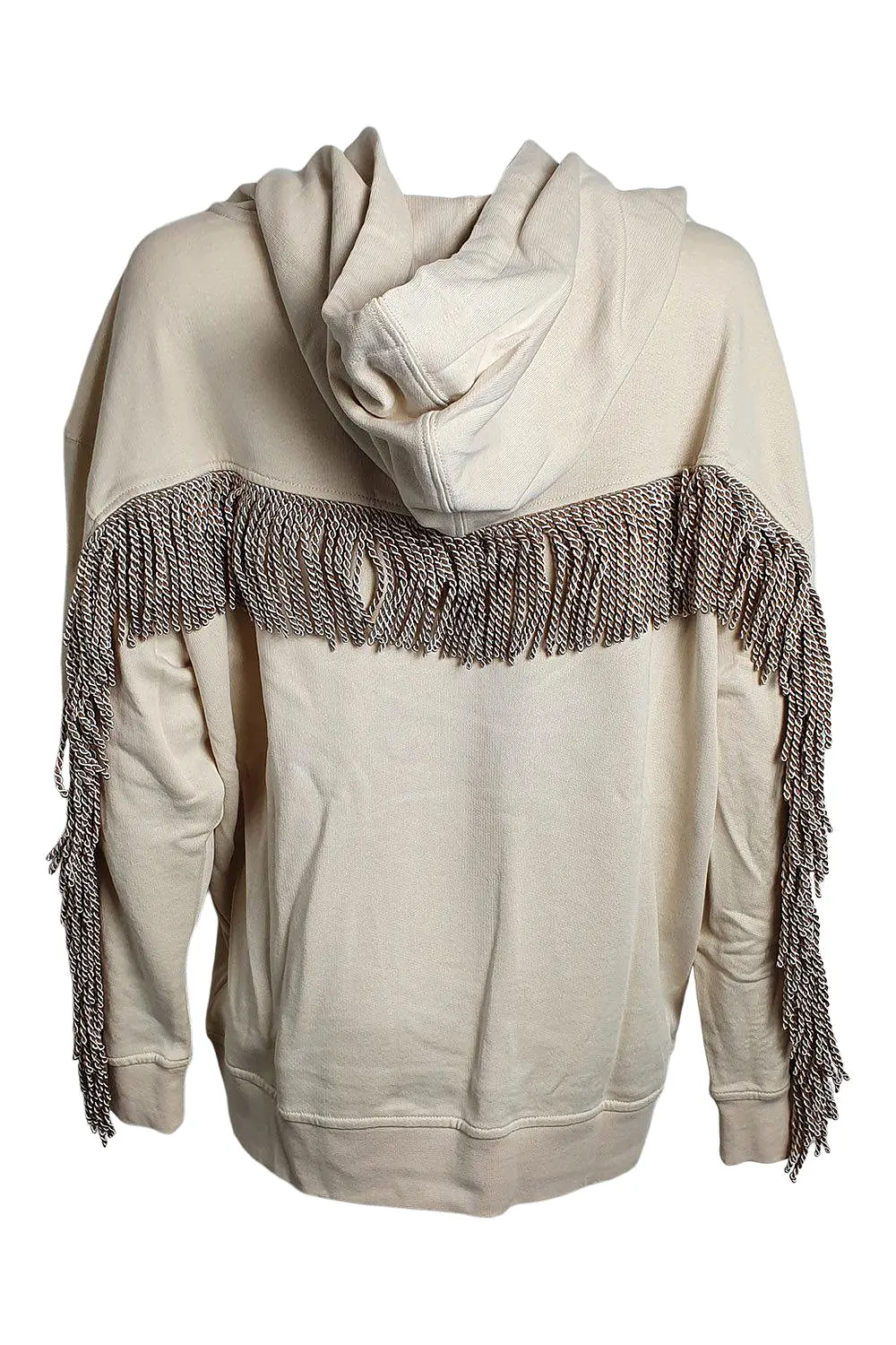 PINKO Beige 2020 Tobasco Cotton Tassel Trim Hoodie (L)